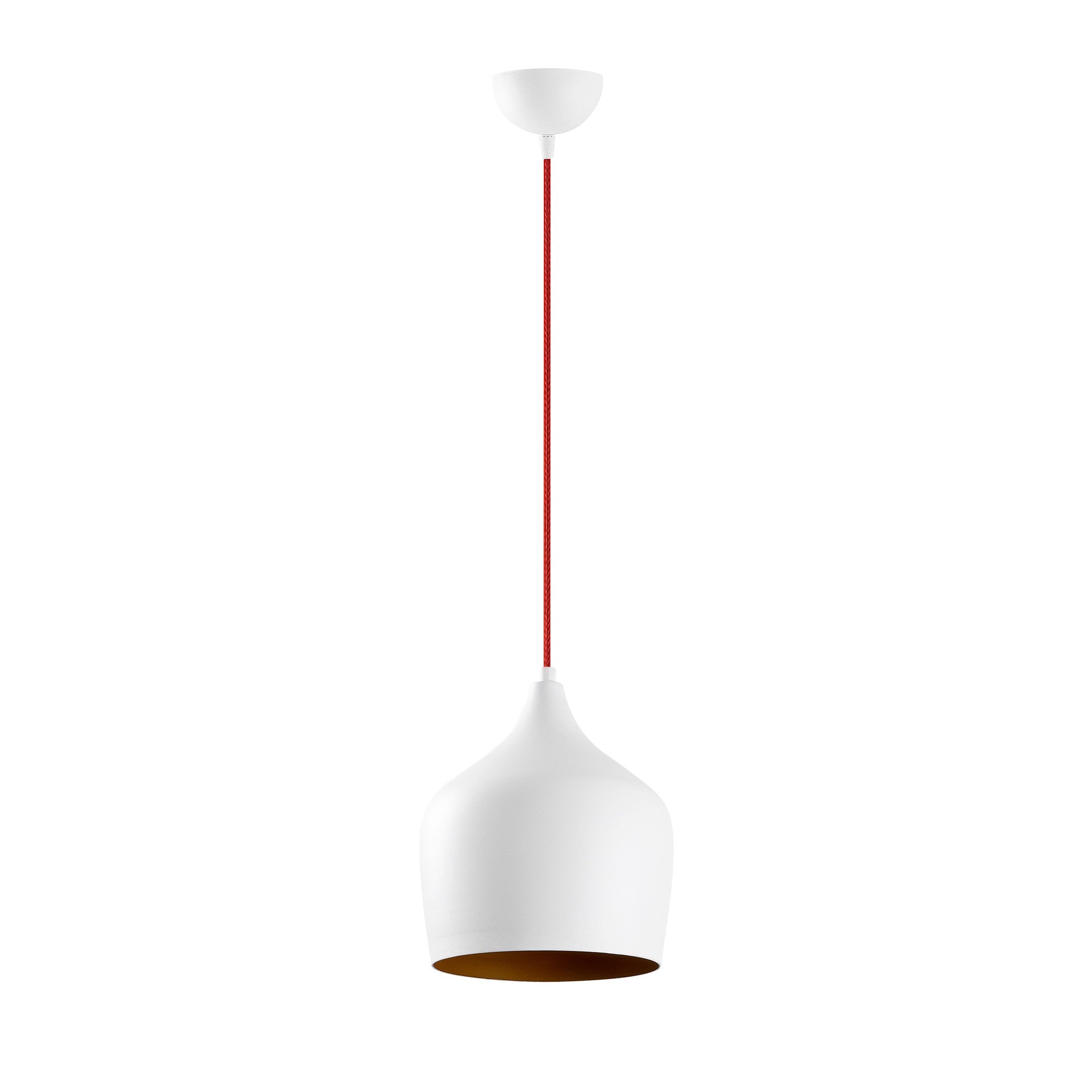 Candeeiro de Teto Escandinavo, Corpo em Metal, 22 x 22 cm, Altura 124 cm | Branco e Vermelho, Soquete E27, Máx. 40 W | Iluminação Elegante para Espaços Modernos