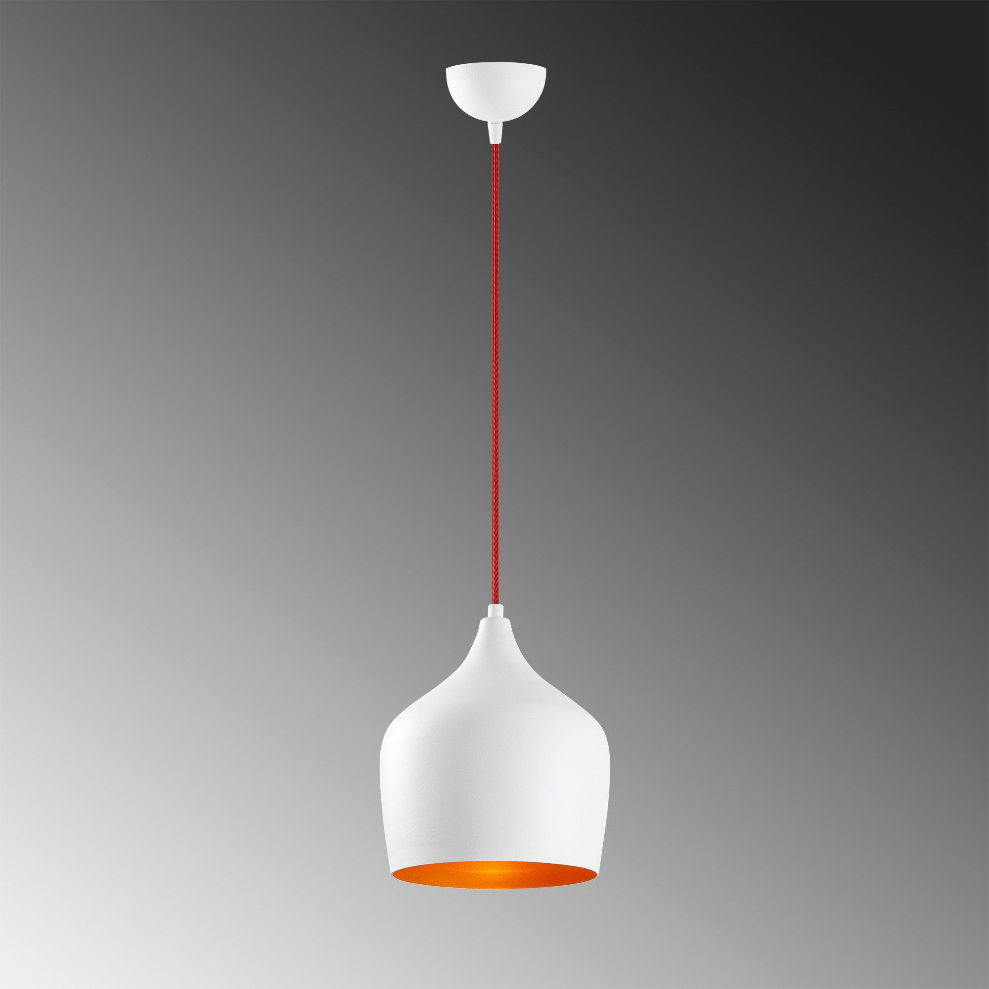 Candeeiro de Teto Escandinavo, Corpo em Metal, 22 x 22 cm, Altura 124 cm | Branco e Vermelho, Soquete E27, Máx. 40 W | Iluminação Elegante para Espaços Modernos
