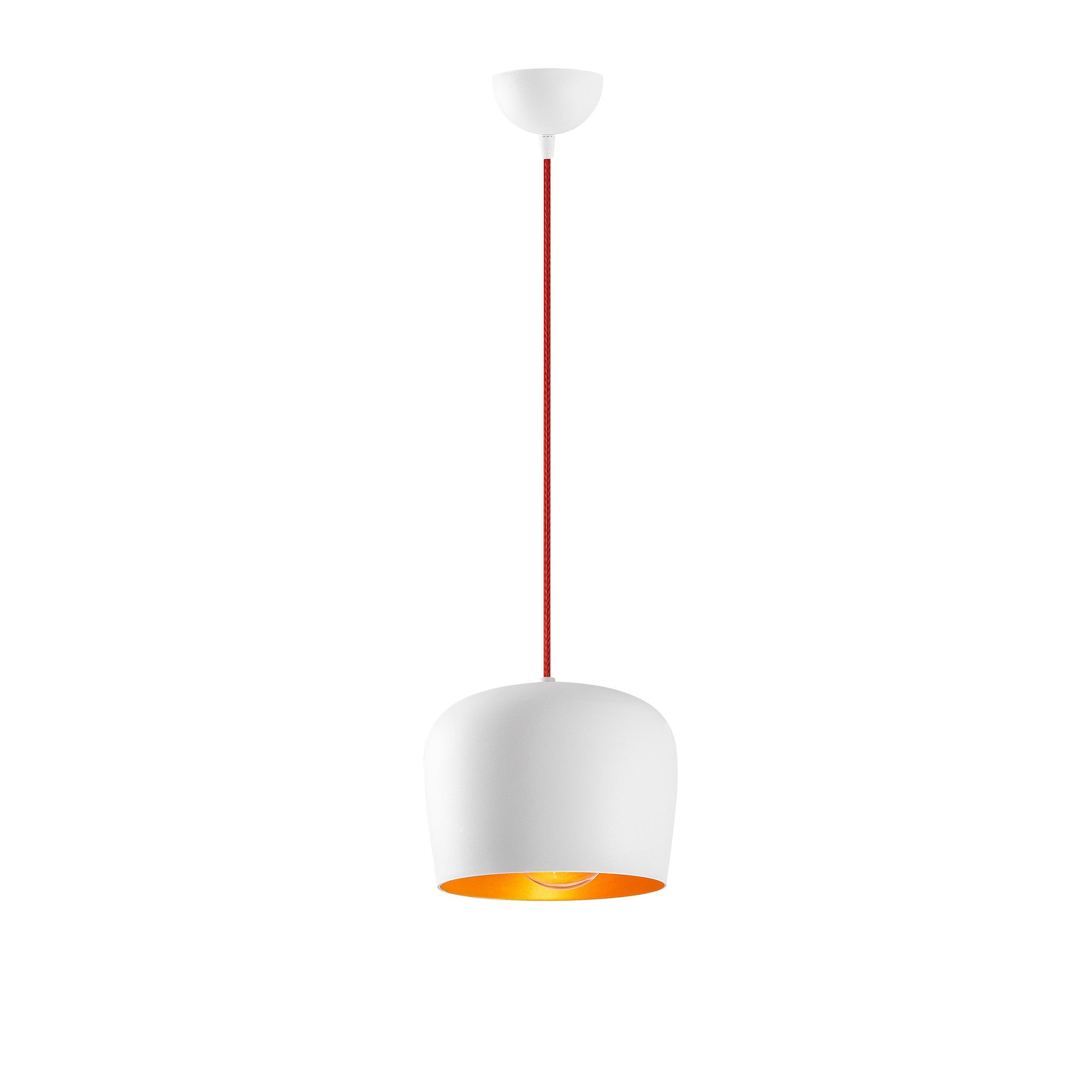 Candeeiro de Teto Escandinavo, Corpo em Metal, 22 x 22 cm, Altura 120 cm | Branco e Vermelho | Soquete E27, Máx. 40 W | Iluminação Elegante para Espaços Modernos