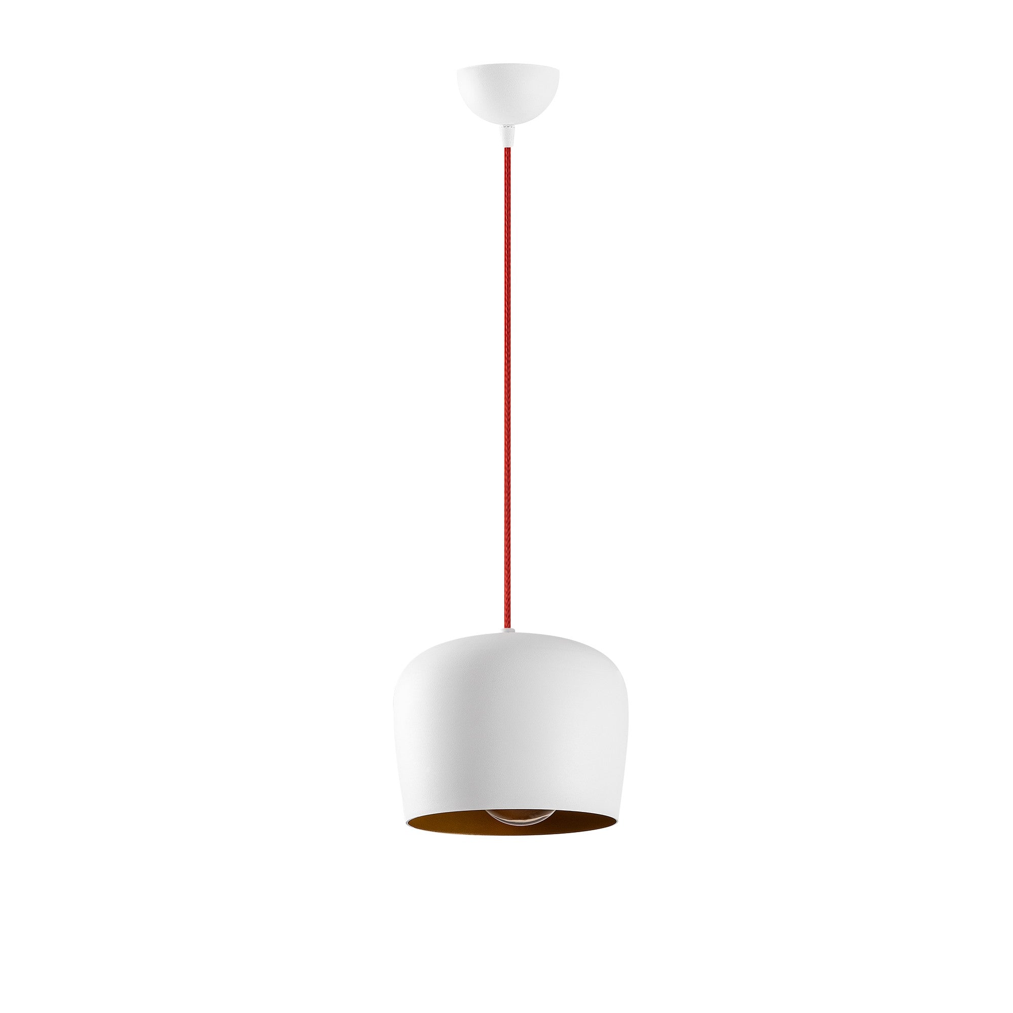 Candeeiro de Teto Escandinavo, Corpo em Metal, 22 x 22 cm, Altura 120 cm | Branco e Vermelho | Soquete E27, Máx. 40 W | Iluminação Elegante para Espaços Modernos