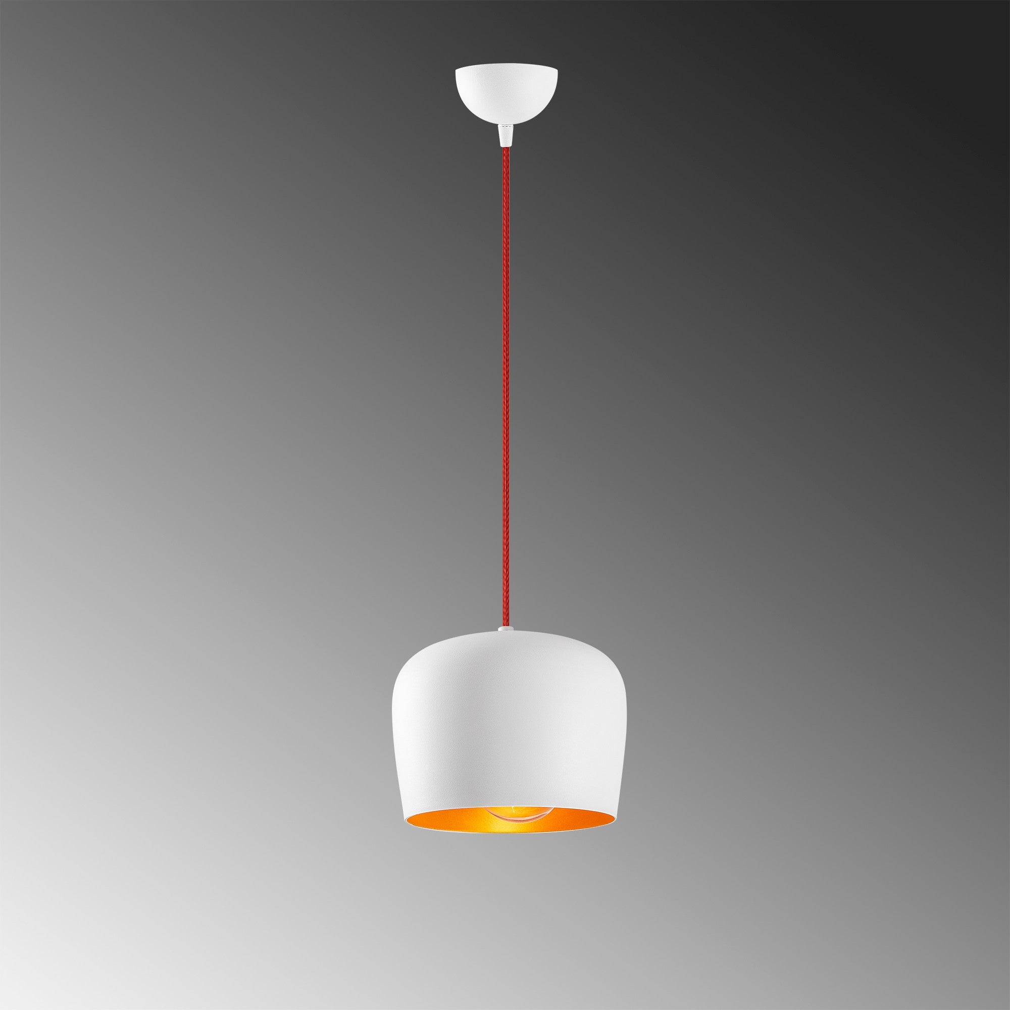 Candeeiro de Teto Escandinavo, Corpo em Metal, 22 x 22 cm, Altura 120 cm | Branco e Vermelho | Soquete E27, Máx. 40 W | Iluminação Elegante para Espaços Modernos