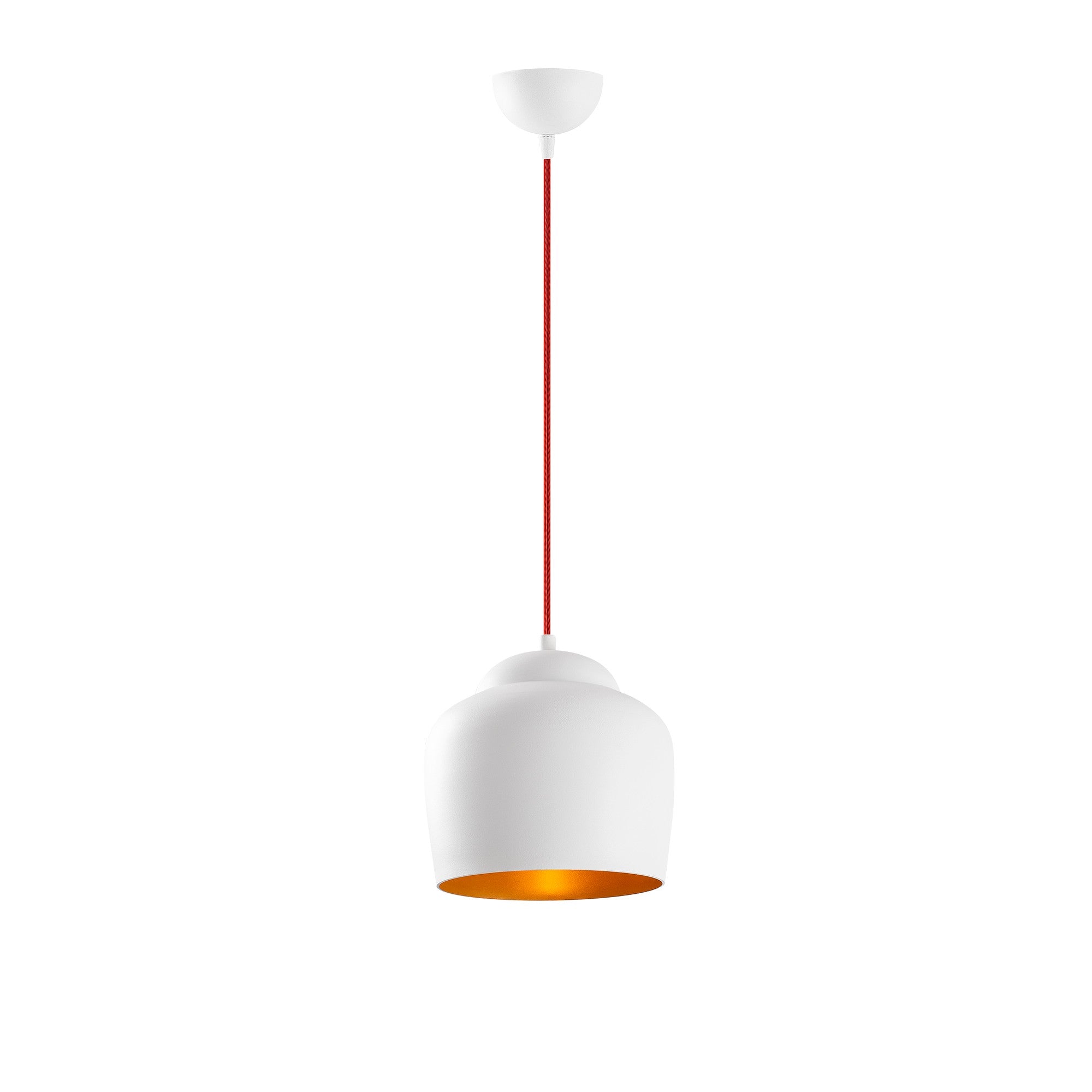 Candeeiro de Teto Escandinavo, Corpo em Metal, 22 x 22 cm, Altura 123 cm | Branco e Vermelho, Soquete E27, Máx. 40 W | Iluminação Elegante para Espaços Modernos