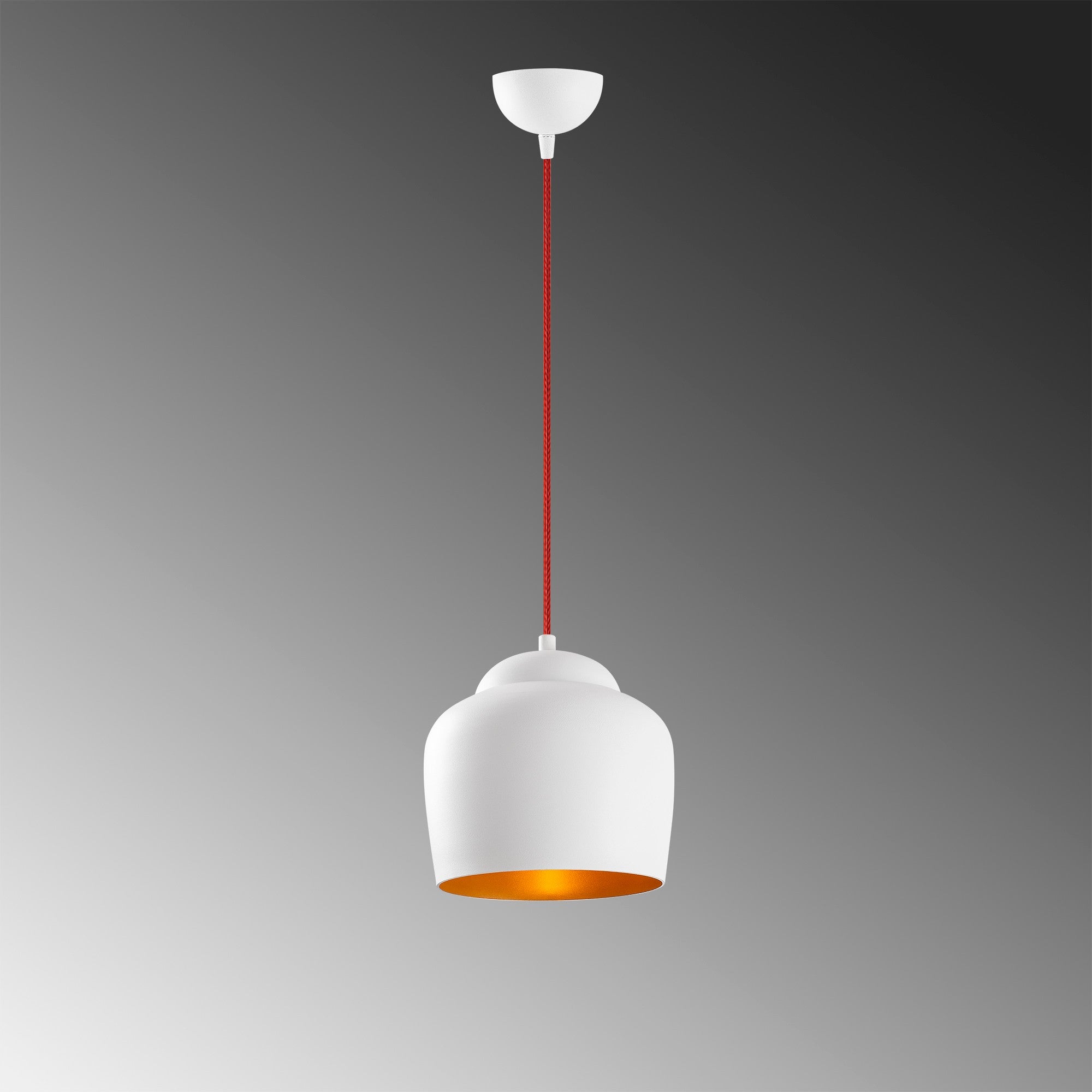Candeeiro de Teto Escandinavo, Corpo em Metal, 22 x 22 cm, Altura 123 cm | Branco e Vermelho, Soquete E27, Máx. 40 W | Iluminação Elegante para Espaços Modernos