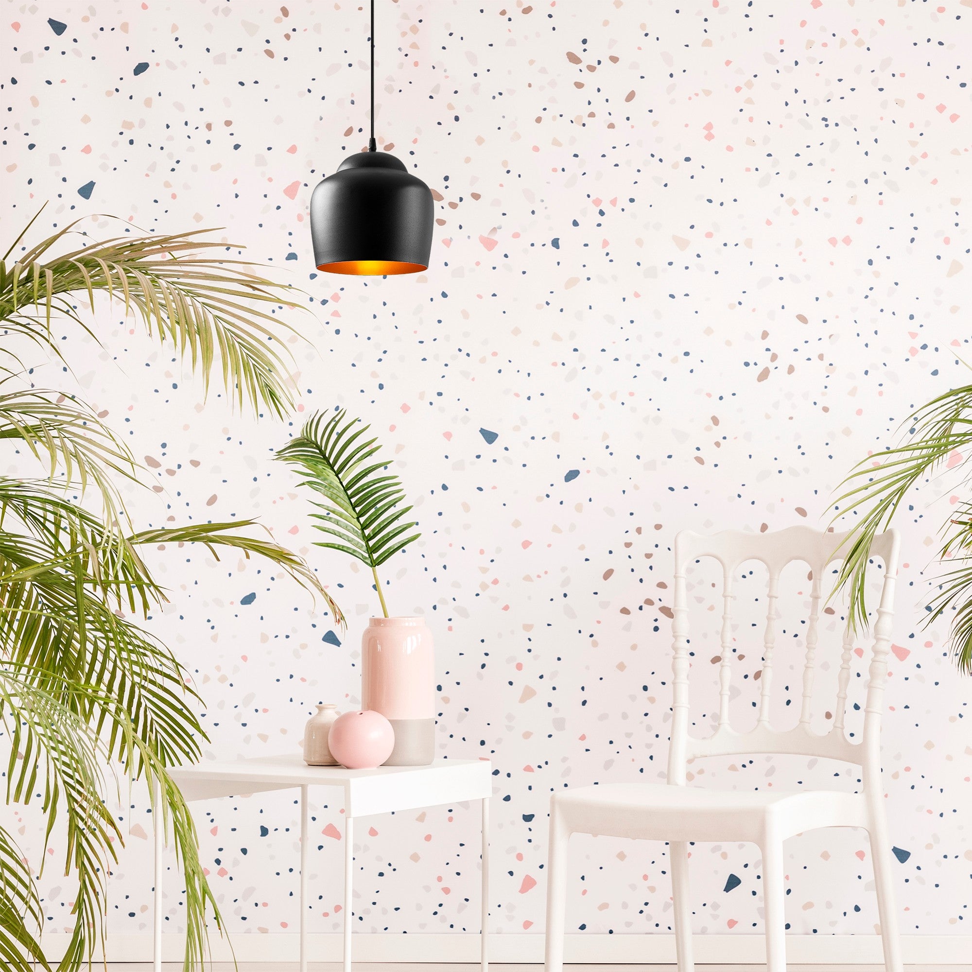 Candeeiro de Teto industrial moderno, corpo de metal preto, 22 x 22 cm, altura 123 cm, soquete E27, potência máxima de 40 W, iluminação elegante para decoração de casa e escritório