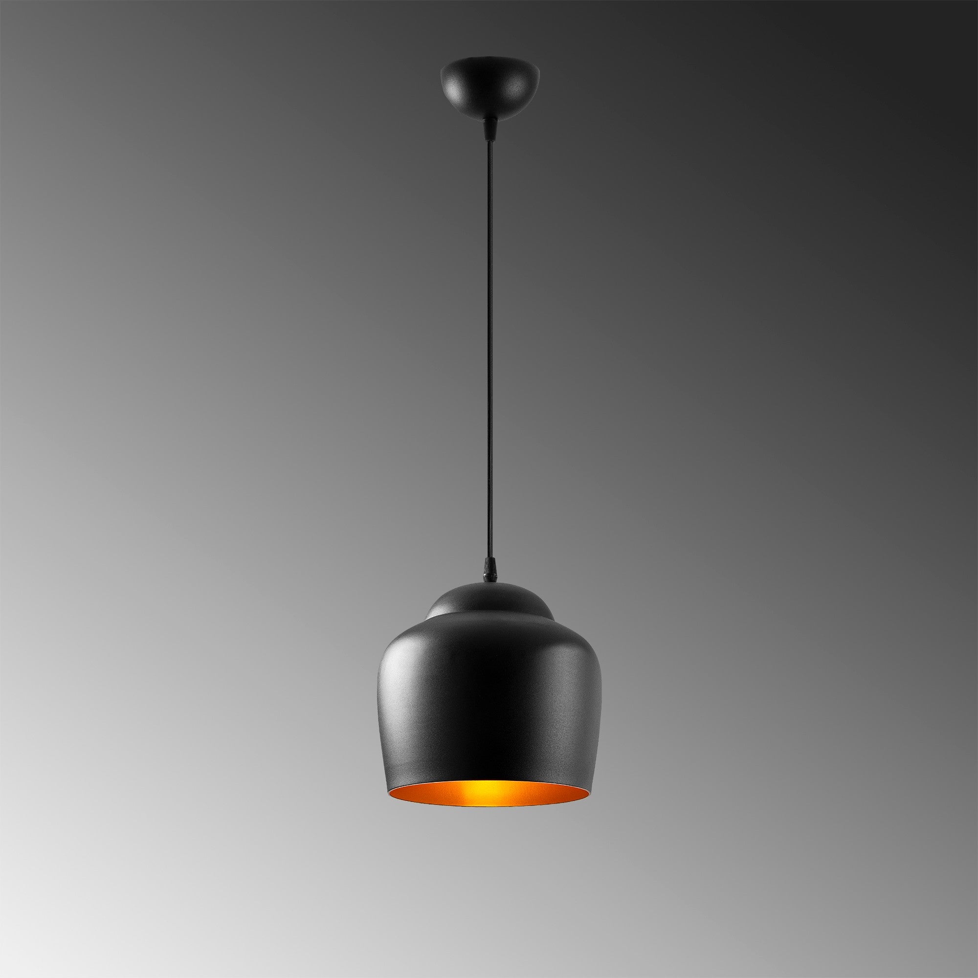 Candeeiro de Teto industrial moderno, corpo de metal preto, 22 x 22 cm, altura 123 cm, soquete E27, potência máxima de 40 W, iluminação elegante para decoração de casa e escritório