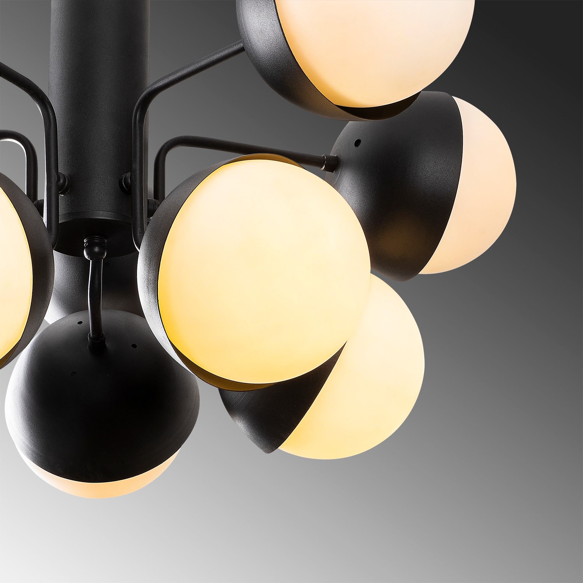 Candeeiro de Teto Industrial Moderno, Corpo em Metal, Branco e Preto, 68 x 68 cm, Altura: 75 cm | 10 x E27 Máx. 40 W | Iluminação Elegante para Casa e Escritório