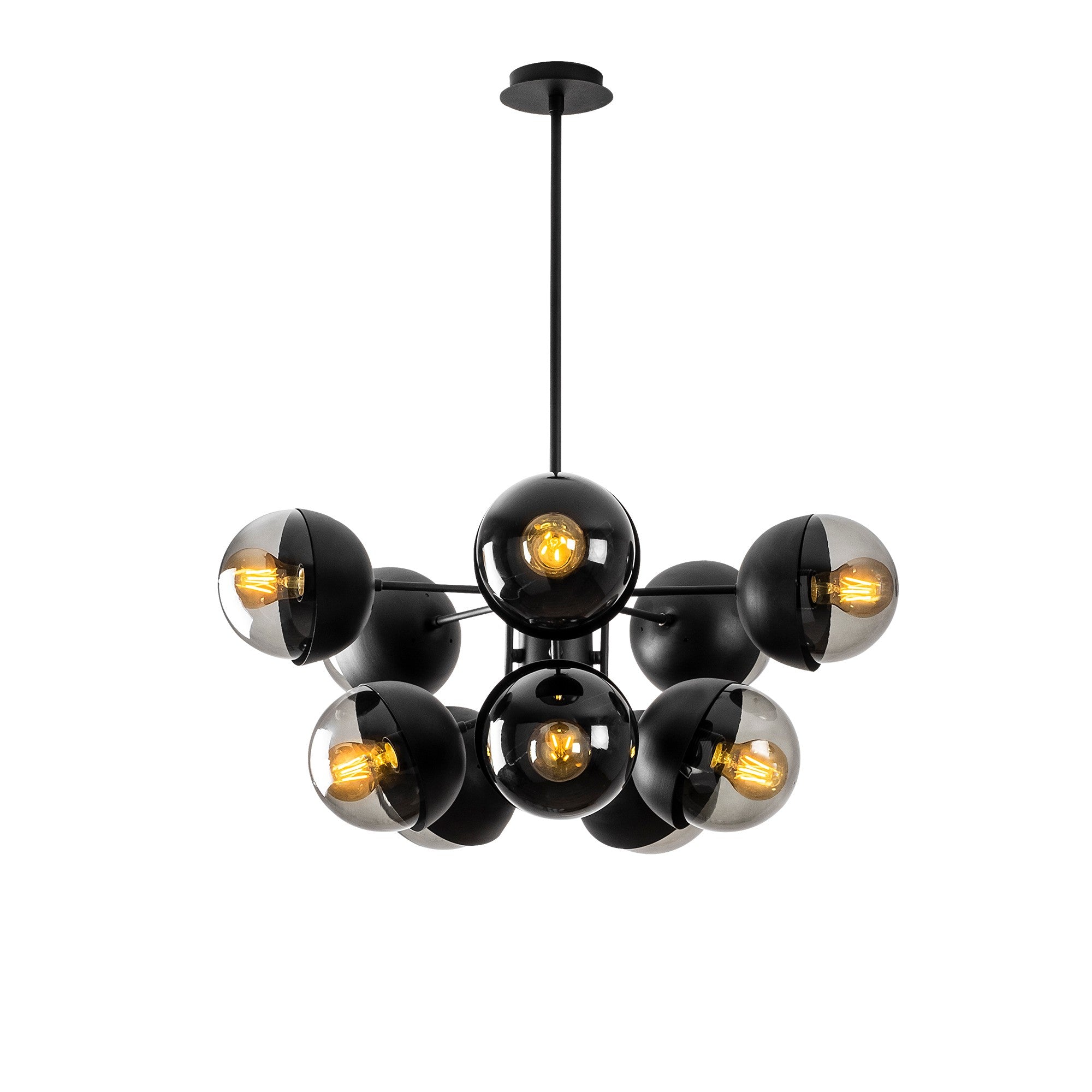 Candeeiro de Teto Industrial Moderno, Corpo em Metal Preto, 68 x 68 cm, Altura 75 cm | 10 x E27 Máx. 40 W | Design Escandinavo Elegante para Casa e Escritório