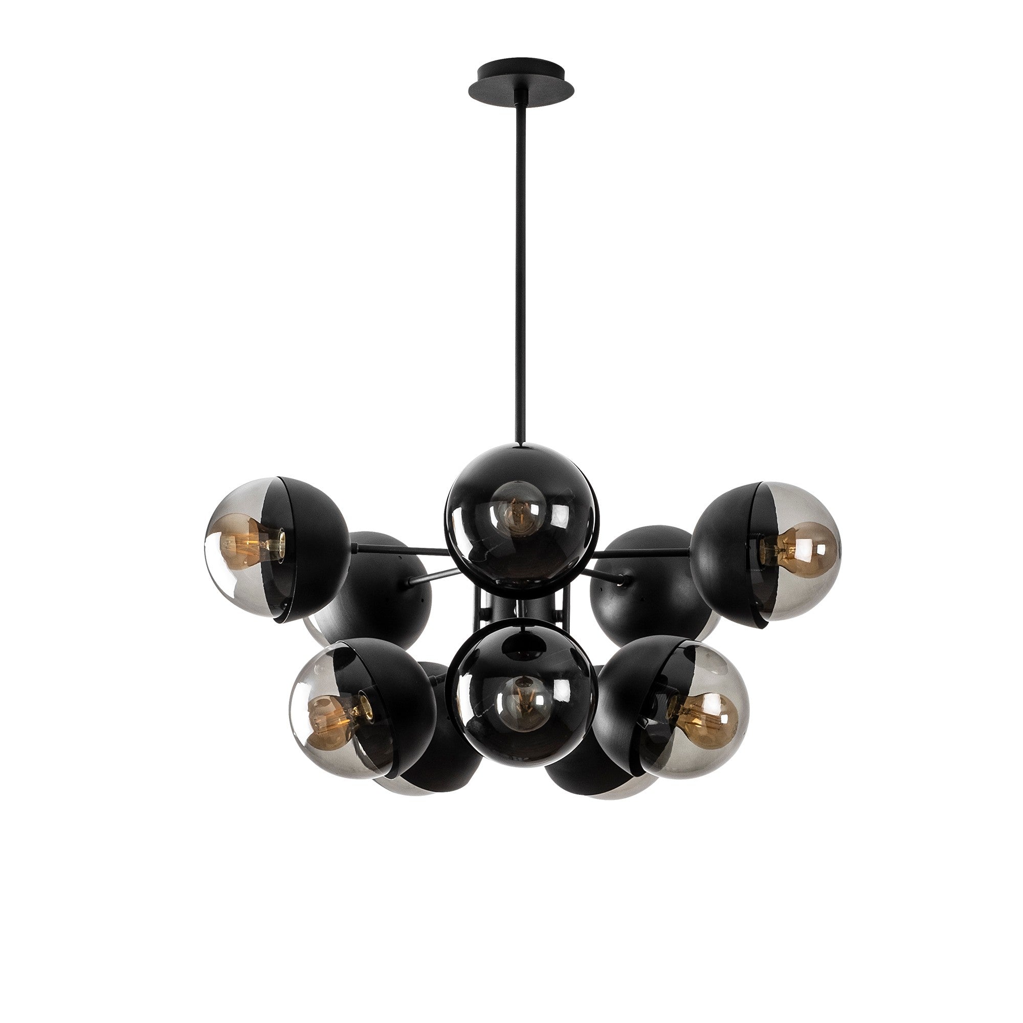Candeeiro de Teto Industrial Moderno, Corpo em Metal Preto, 68 x 68 cm, Altura 75 cm | 10 x E27 Máx. 40 W | Design Escandinavo Elegante para Casa e Escritório