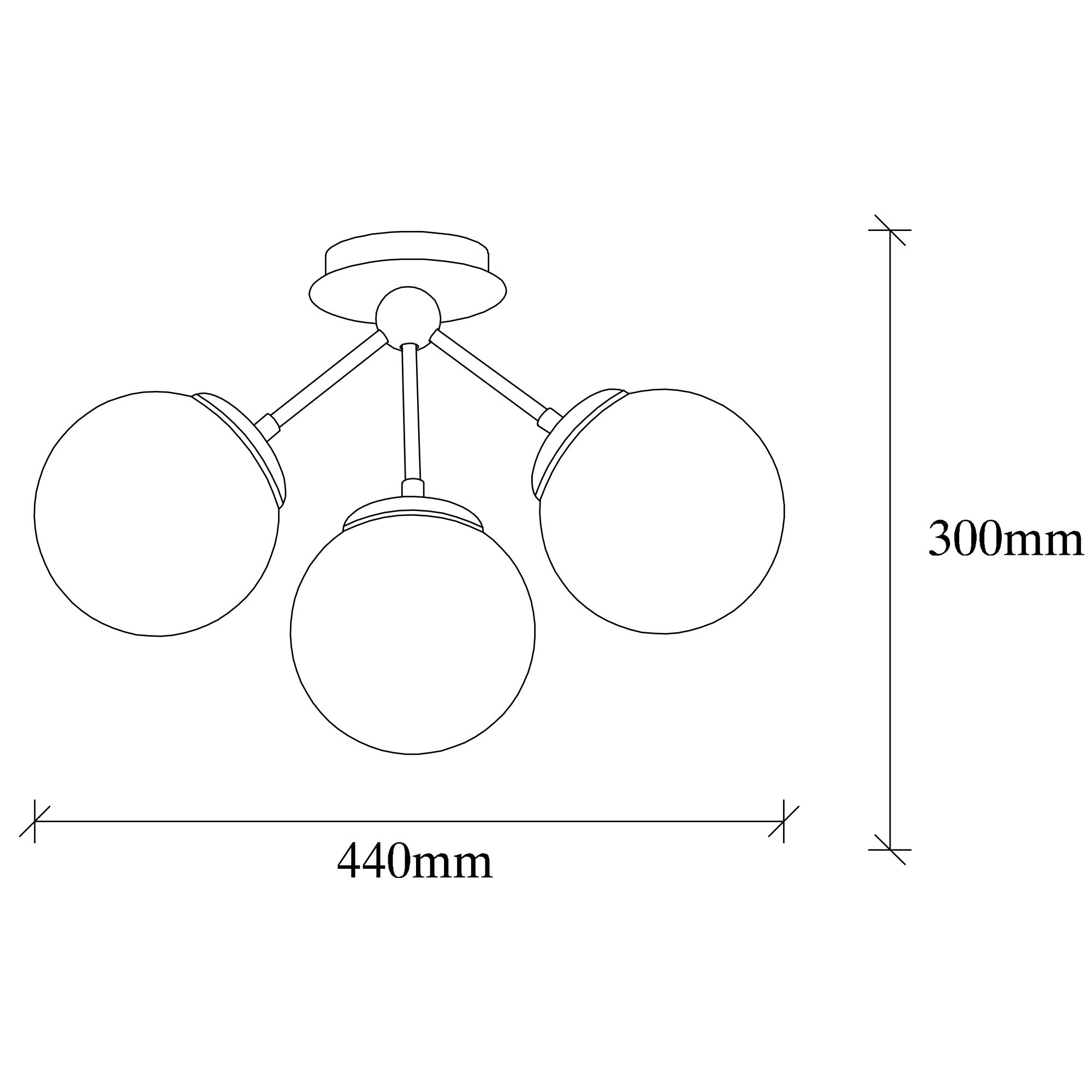 Candeeiro de Teto Escandinavo, Corpo em Metal, Branco e Preto, 44 x 15 cm | Altura: 30 cm, 3 x E27 máx. 40 W | Design Elegante para Espaços Modernos, Classificação IP20