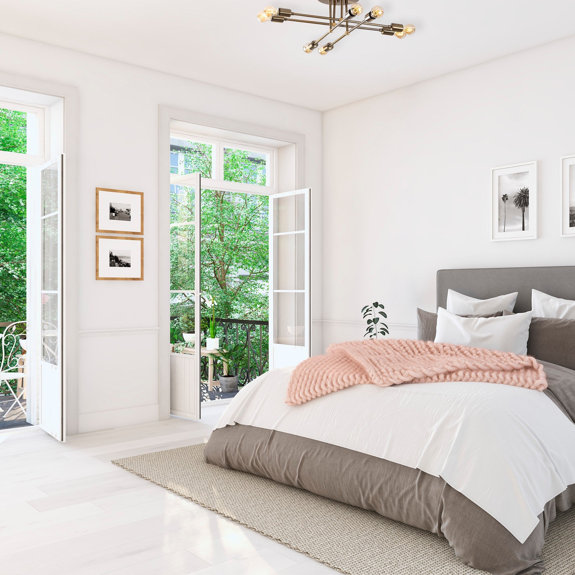 Candeeiro de Teto Vintage Elegante de Cobre, 67 x 67 cm, Altura 22 cm | Corpo de Metal, 8 x E27 Máx. 40 W | Design Moderno para Decoração de Casa com Estilo, Classificação IP20