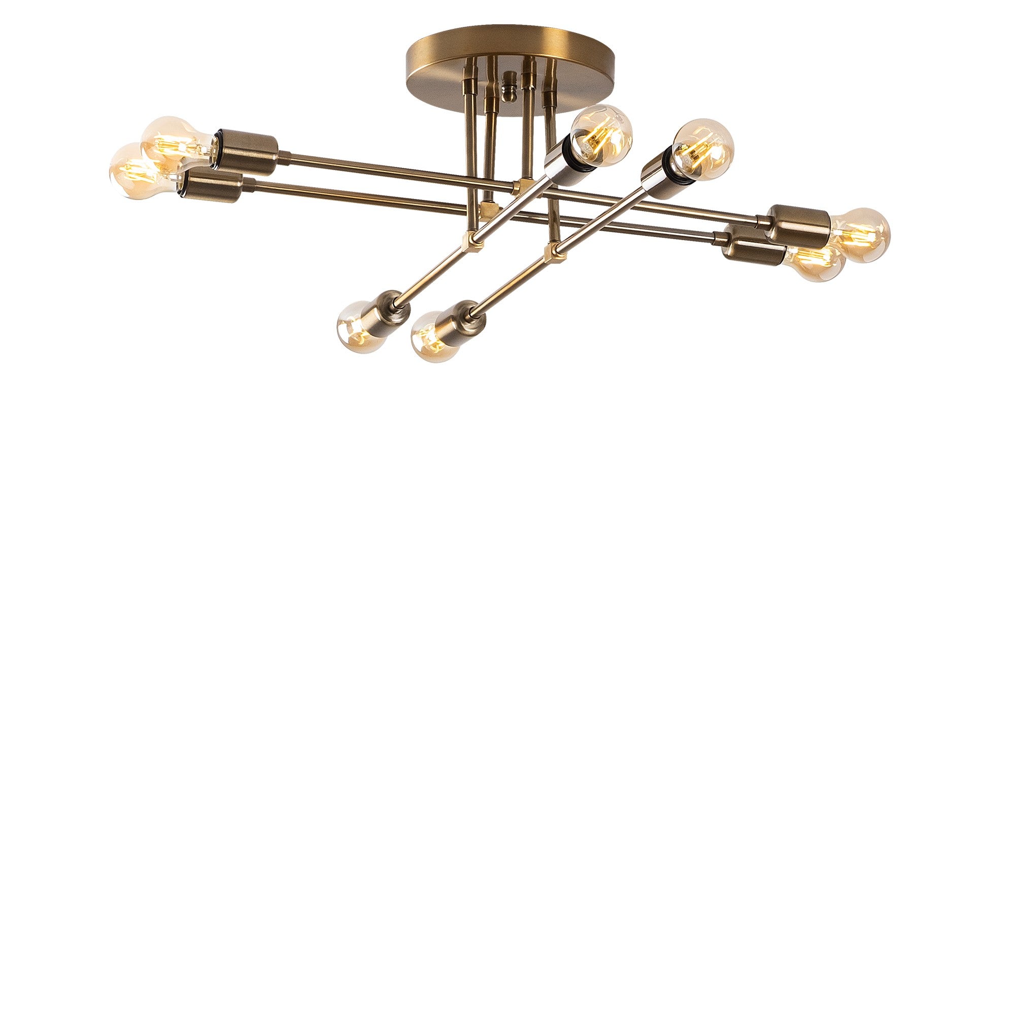 Candeeiro de Teto Vintage Elegante de Cobre, 67 x 67 cm, Altura 22 cm | Corpo de Metal, 8 x E27 Máx. 40 W | Design Moderno para Decoração de Casa com Estilo, Classificação IP20