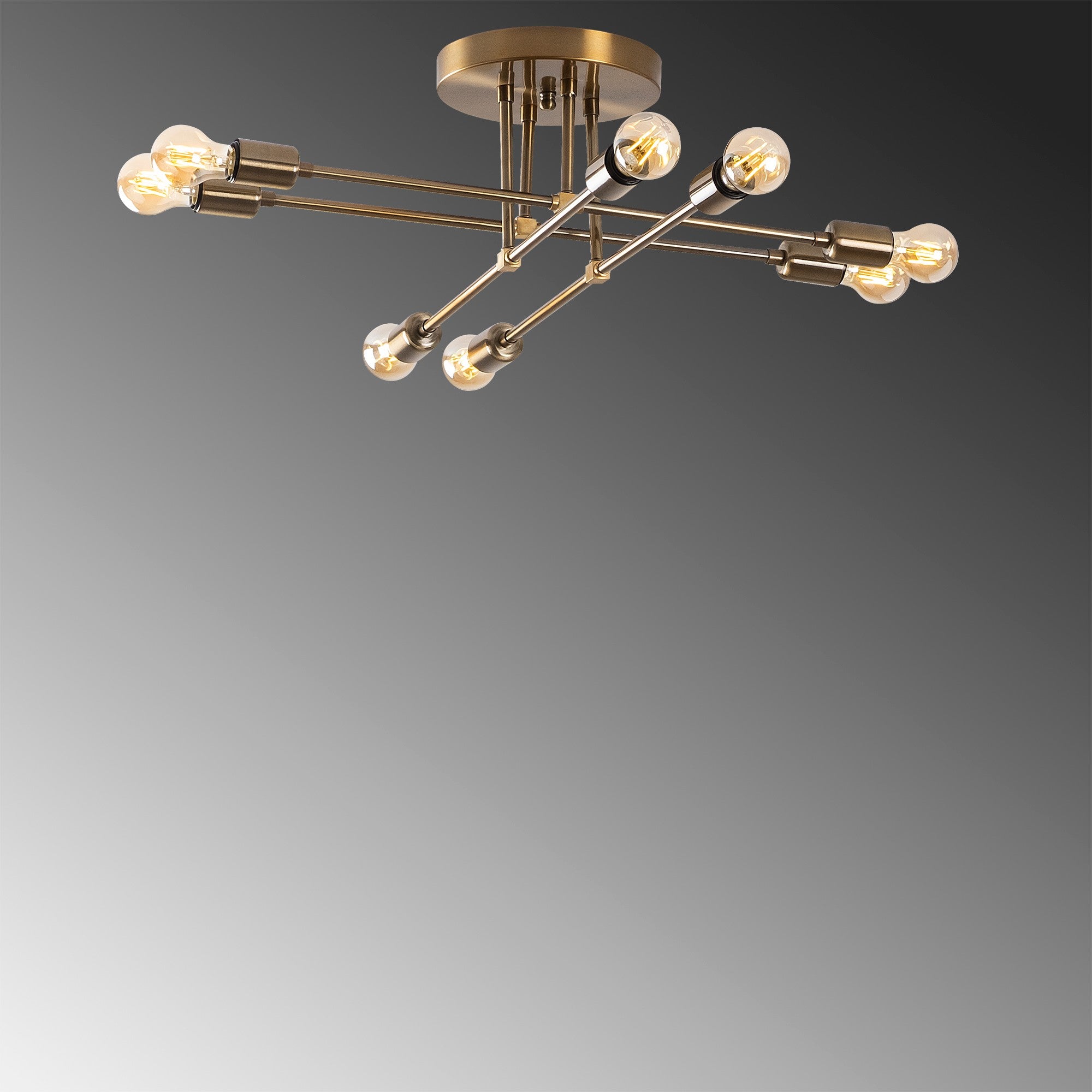 Candeeiro de Teto Vintage Elegante de Cobre, 67 x 67 cm, Altura 22 cm | Corpo de Metal, 8 x E27 Máx. 40 W | Design Moderno para Decoração de Casa com Estilo, Classificação IP20