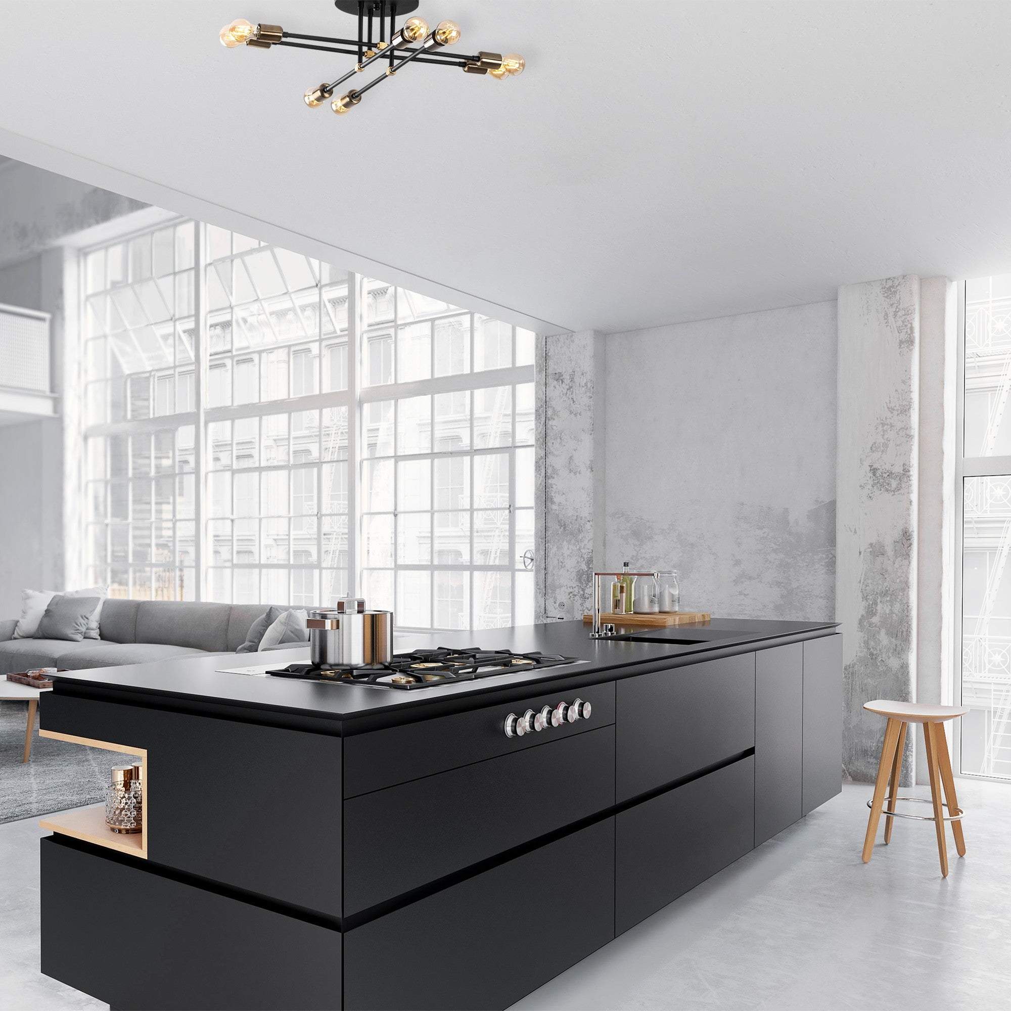 Candeeiro de Teto – 67 x 67 cm – Preto – Ferro