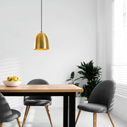 Candeeiro de Teto Moderno, Dourado e Preto, 20 x 20 cm, Altura 125 cm | Ajustável, Soquete E27, IP20 | Design Escandinavo Glamouroso para Interiores Elegantes