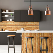 Candeeiro de Teto moderno de cobre, altura ajustável de 136 cm, tampa de 21 cm, soquete E27, design vintage e glamouroso | Perfeito para decoração escandinava