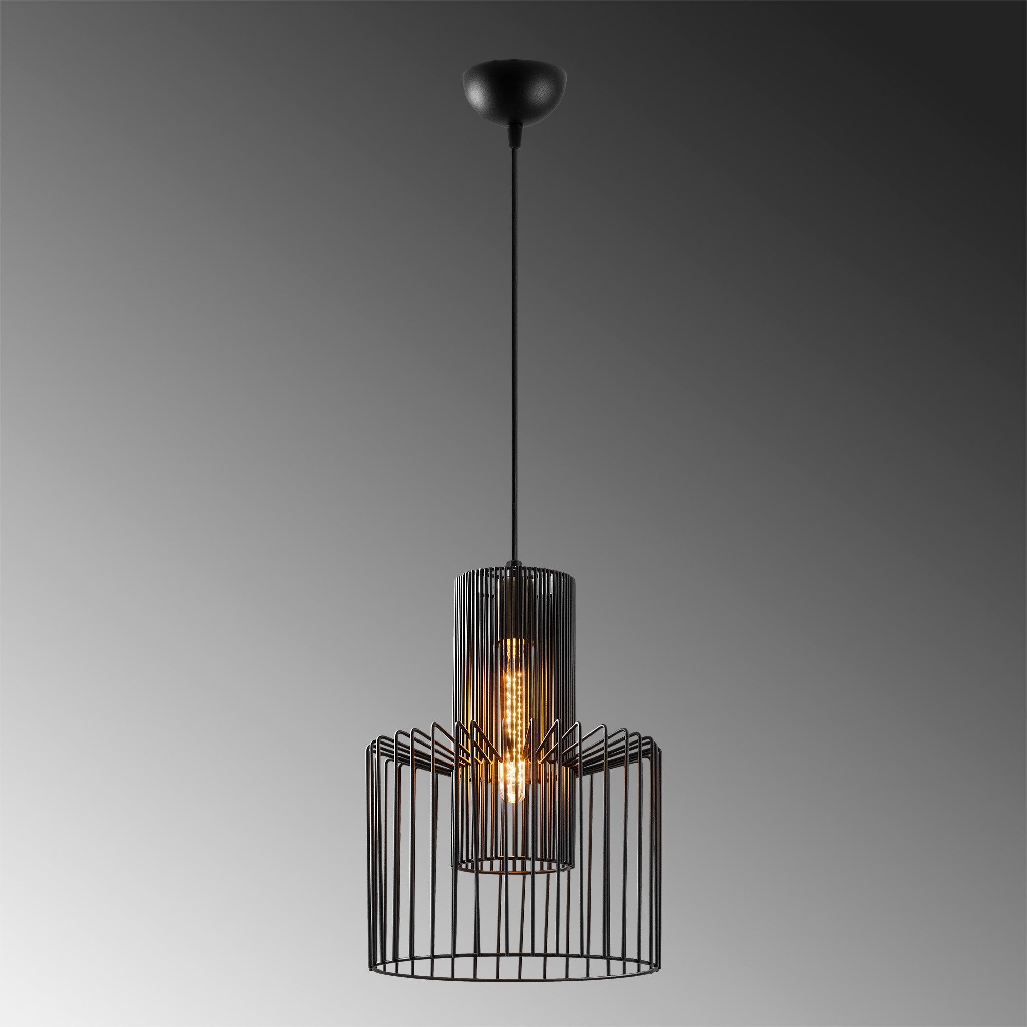 Candeeiro de Teto Industrial – 27 x 27 cm – Preto – Metal