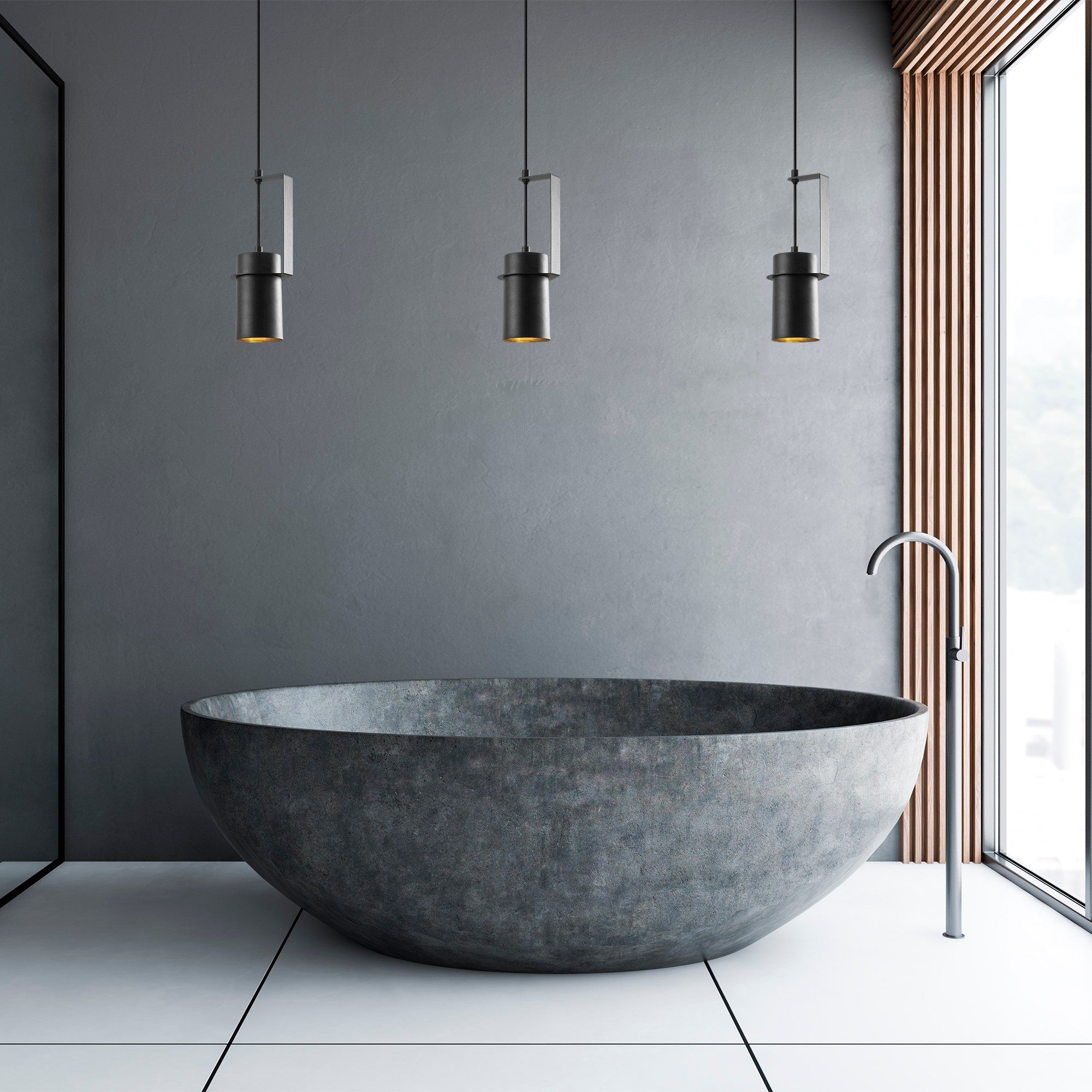 Candeeiro de Teto Industrial – 126 cm de Altura – Preto – Metal