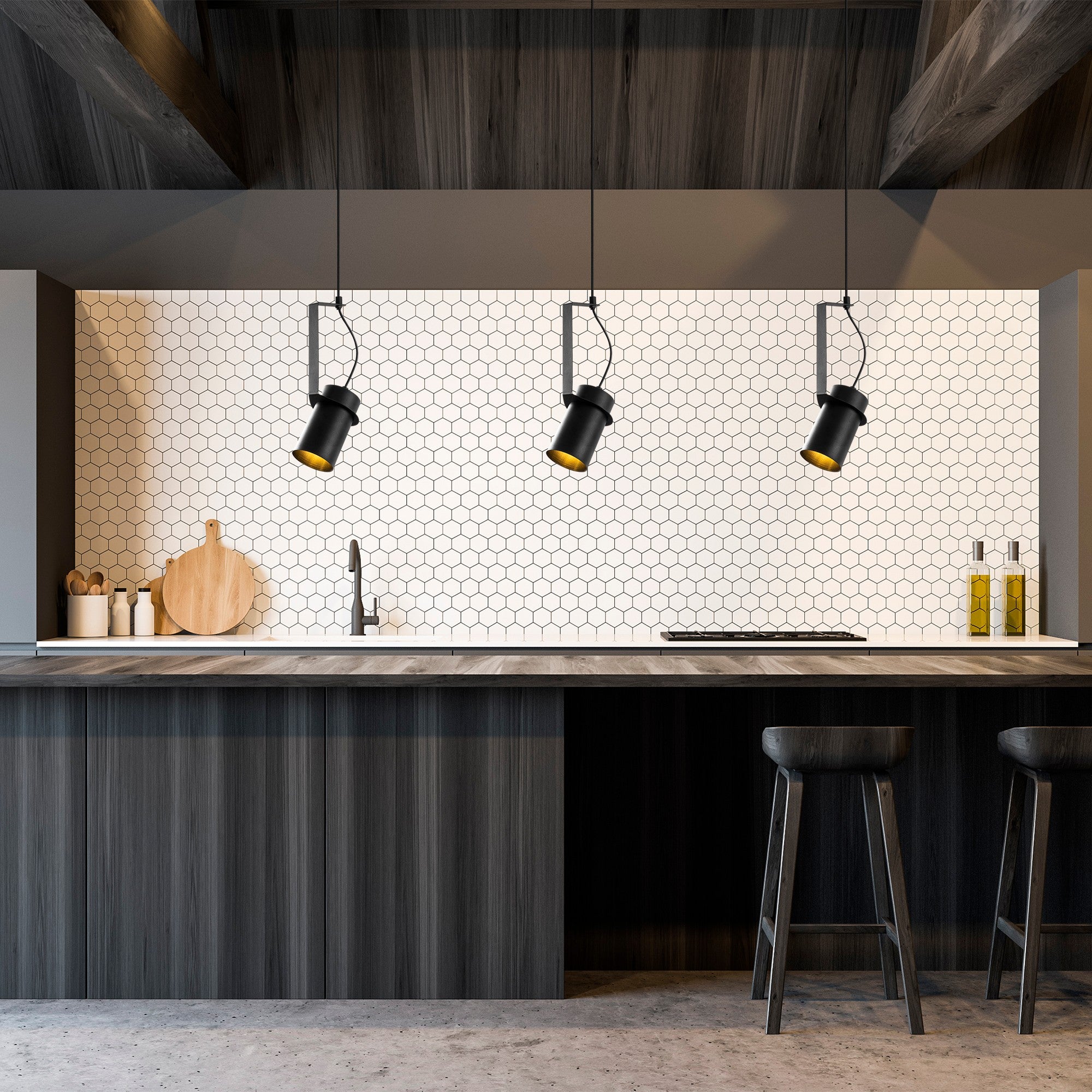 Candeeiro de Teto Industrial – 24 x 24 cm – Preto – Metal