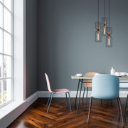 Candeeiro de Teto preto moderno, altura ajustável de 140 cm, corpo de metal, 38 x 38 cm, 3 x E27 máx. 40 W, design elegante para casa e escritório, classificação IP20