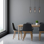 Candeeiro de Teto preto moderno, corpo de metal, 64 x 14 cm, altura 140 cm, ajustável, 3 x E27 máx. 40 W, design elegante para casa e escritório | Classificação IP20