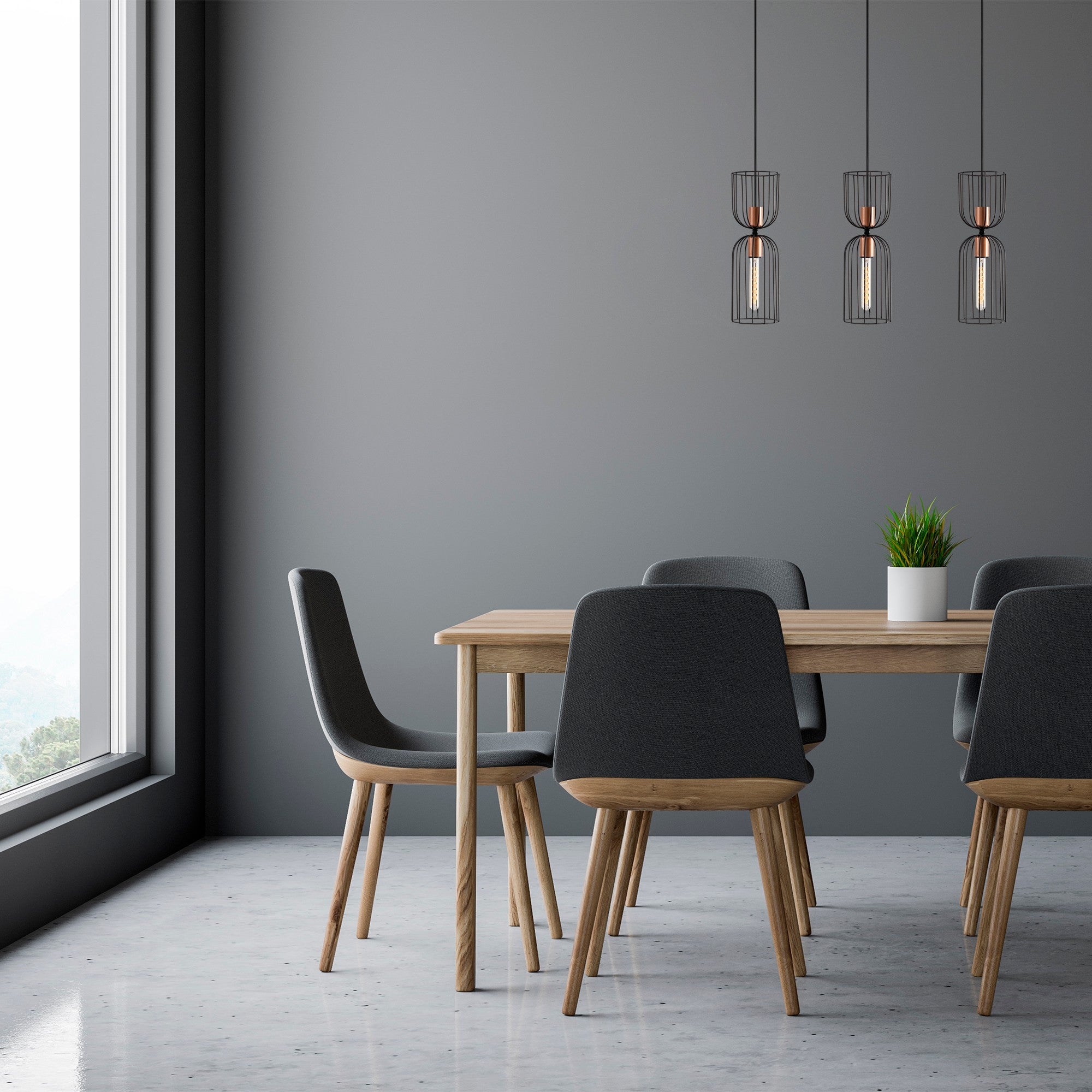 Candeeiro de Teto preto moderno, corpo de metal, 64 x 14 cm, altura 140 cm, ajustável, 3 x E27 máx. 40 W, design elegante para casa e escritório | Classificação IP20