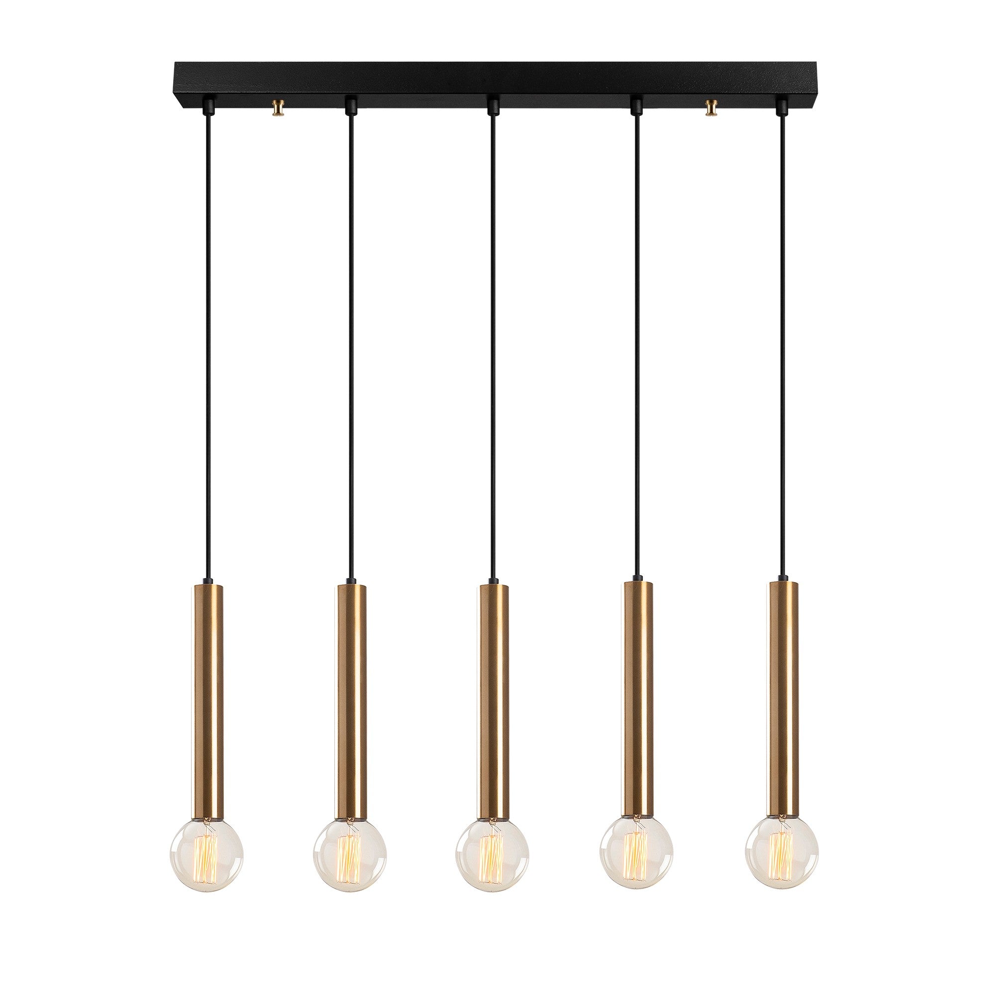 Lustre Vintage Elegante, Corpo em Metal, 80 x 6 cm, Altura 136 cm | Ajustável, 5 Soquetes E27, Design Moderno e Glamouroso para Casa e Escritório