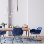 Candeeiro de Teto escandinavo elegante, corpo de metal prateado, 75 x 24 cm, altura 136 cm, ajustável, 7 x E27 máx. 40 W, perfeito para espaços modernos