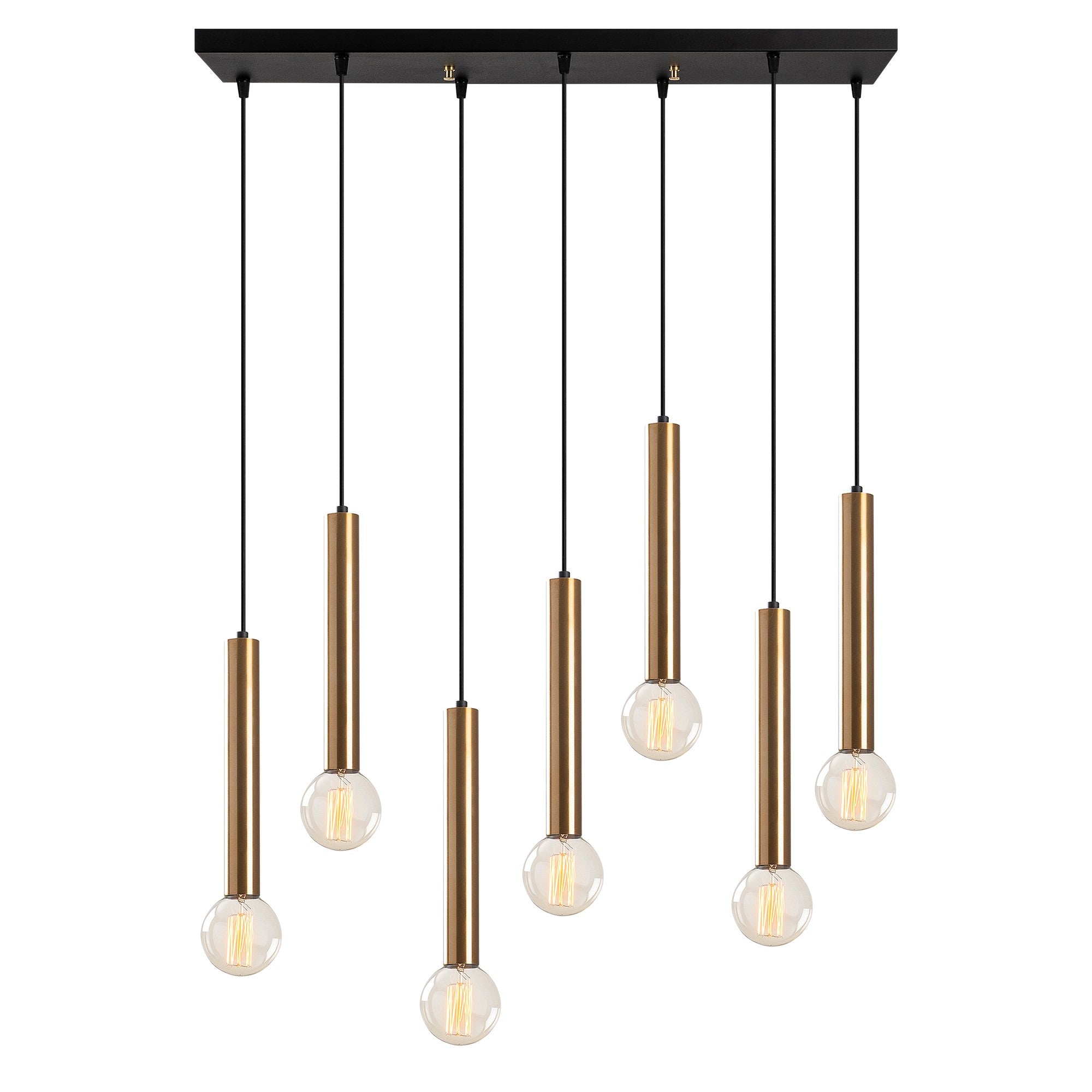 Lustre Vintage Elegante, Corpo em Metal, 75 x 24 cm, Altura 136 cm | Ajustável, 7 x E27, Máx. 40 W | Design Escandinavo Moderno e Glamouroso para Decoração de Casa