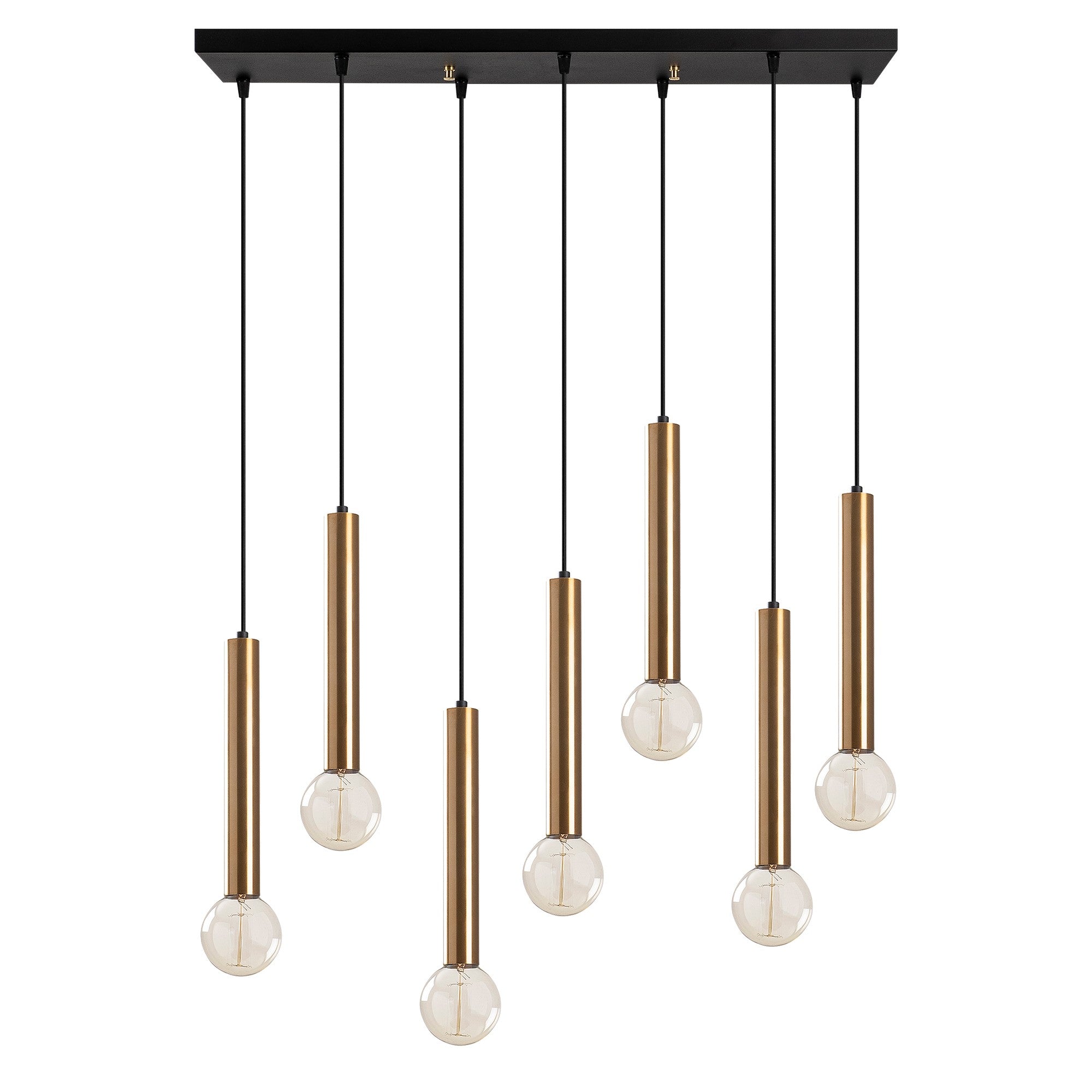 Lustre Vintage Elegante, Corpo em Metal, 75 x 24 cm, Altura 136 cm | Ajustável, 7 x E27, Máx. 40 W | Design Escandinavo Moderno e Glamouroso para Decoração de Casa
