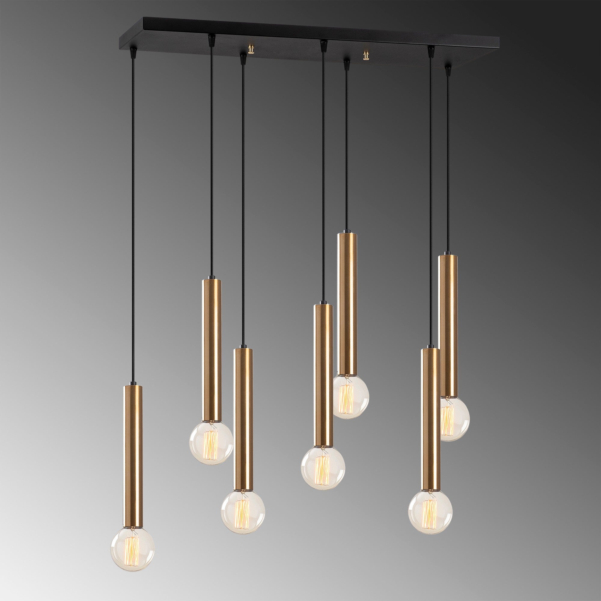 Lustre Vintage Elegante, Corpo em Metal, 75 x 24 cm, Altura 136 cm | Ajustável, 7 x E27, Máx. 40 W | Design Escandinavo Moderno e Glamouroso para Decoração de Casa