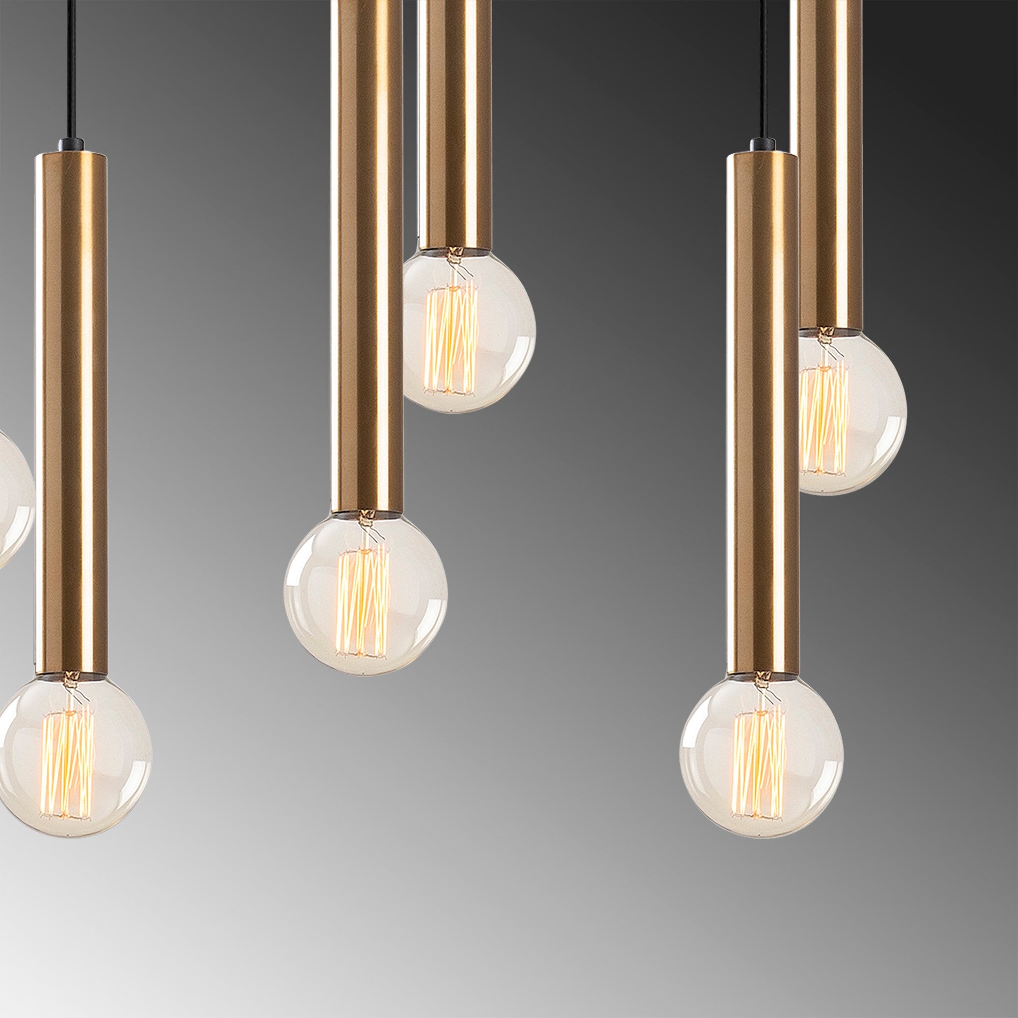 Lustre Vintage Elegante, Corpo em Metal, 75 x 24 cm, Altura 136 cm | Ajustável, 7 x E27, Máx. 40 W | Design Escandinavo Moderno e Glamouroso para Decoração de Casa
