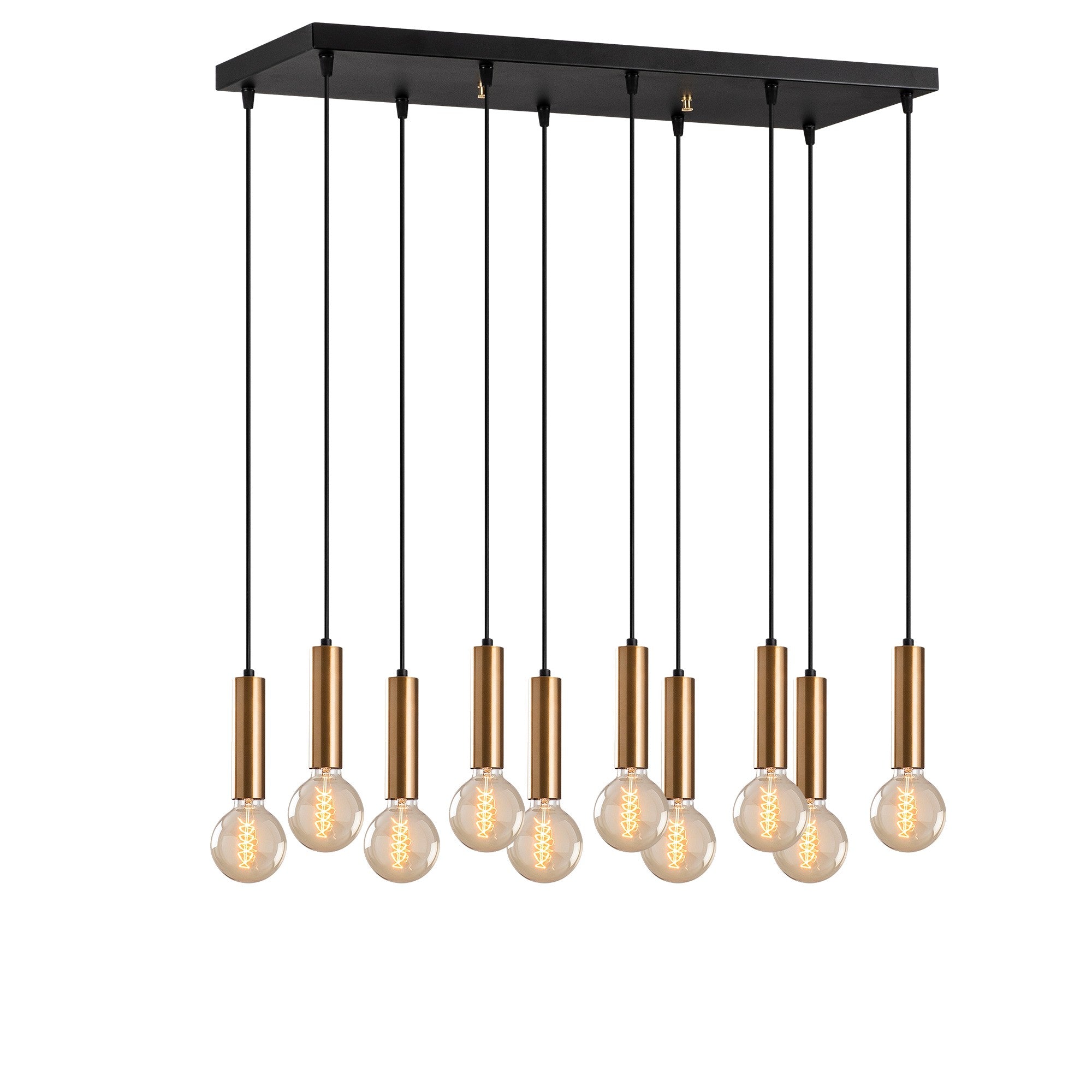 Lustre vintage moderno, corpo de metal, 75 x 24 cm, altura 136 cm, ajustável, 10 x E27 máx. 40 W, design escandinavo glamoroso, solução de iluminação elegante