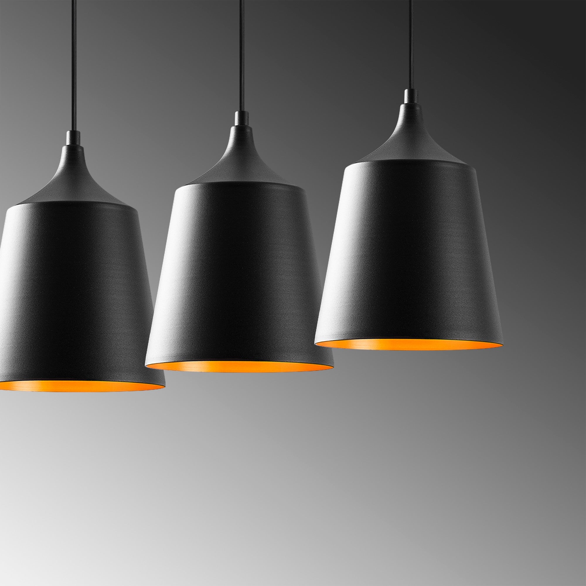 Candeeiro de Teto industrial moderno, corpo de metal preto, 70 x 20 cm, altura ajustável de 135 cm, 3 soquetes E27, design escandinavo elegante para casa e escritório