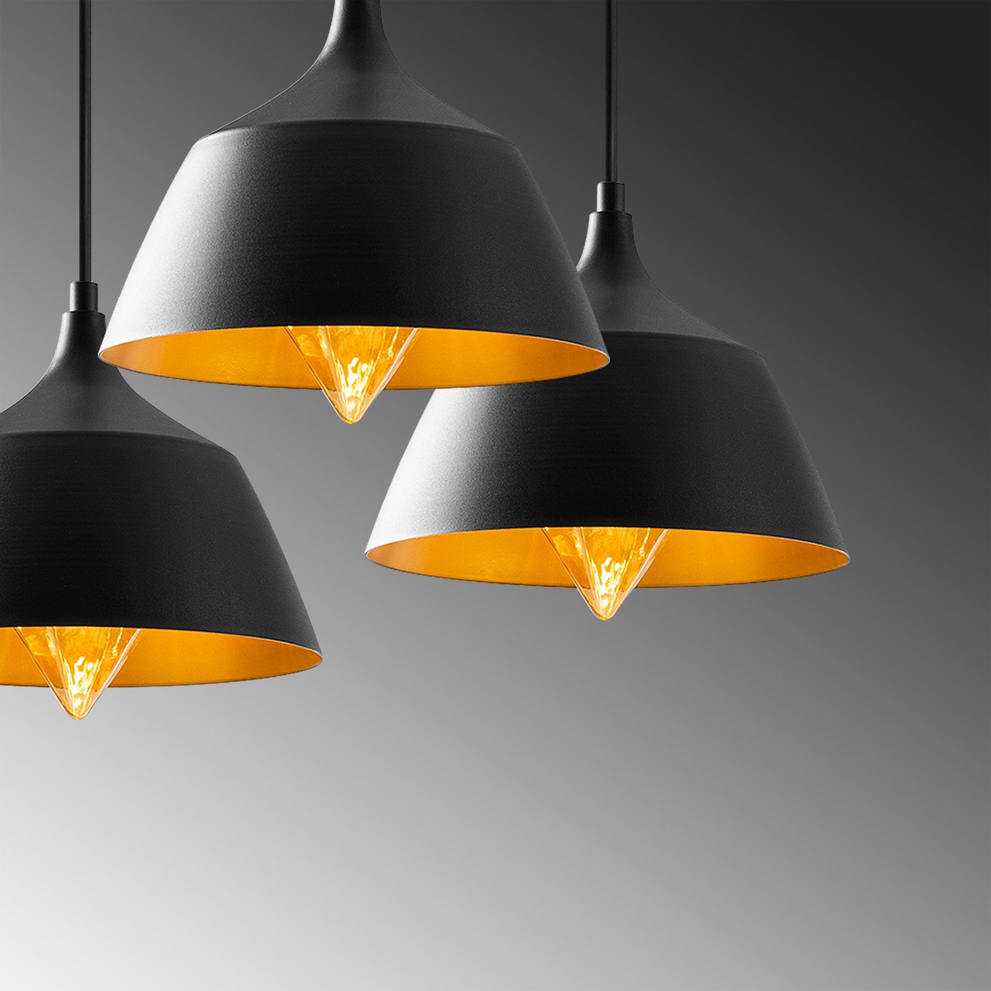 Candeeiro de Teto industrial moderno, corpo de metal preto, 52 x 52 cm, altura 128 cm, ajustável, 3 soquetes E27, perfeito para decoração escandinava e inovadora