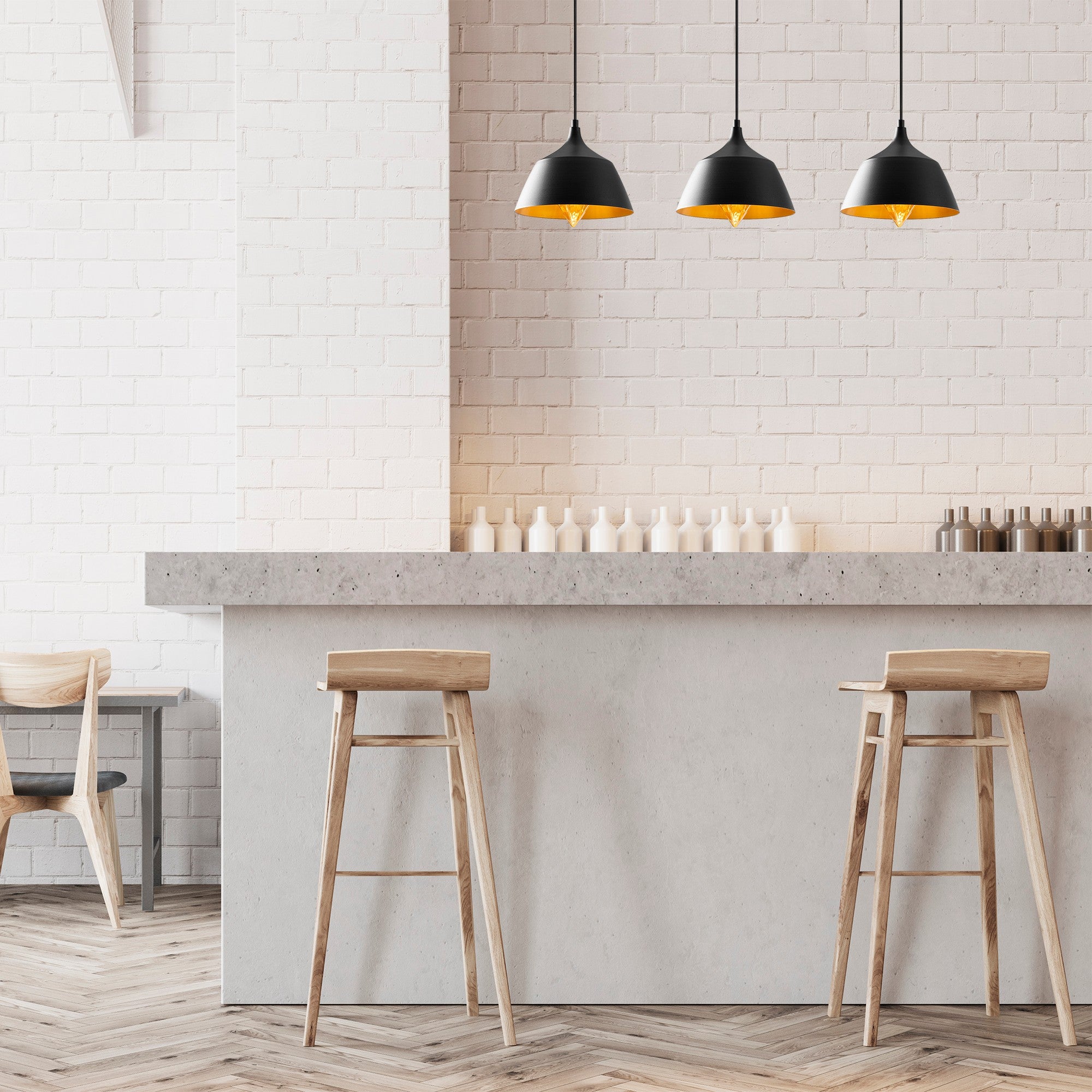 Candeeiro de Teto industrial moderno, corpo de metal preto, 95 x 25 cm, altura ajustável de 128 cm, 3 x E27 máx. 40 W, iluminação elegante para casa e escritório