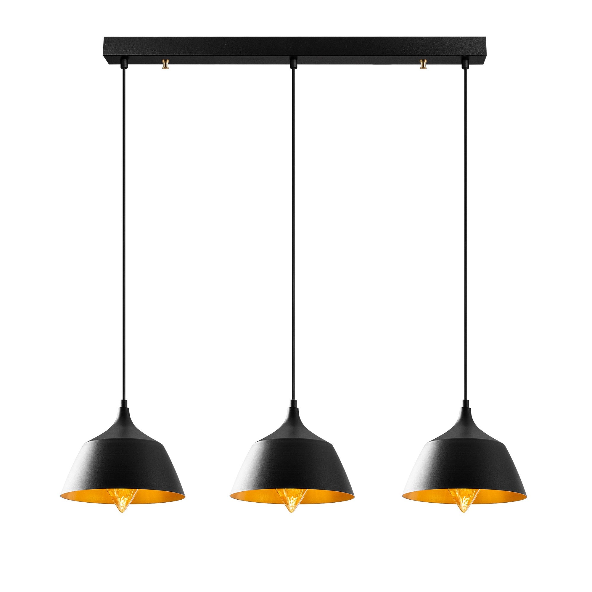 Candeeiro de Teto industrial moderno, corpo de metal preto, 95 x 25 cm, altura ajustável de 128 cm, 3 x E27 máx. 40 W, iluminação elegante para casa e escritório