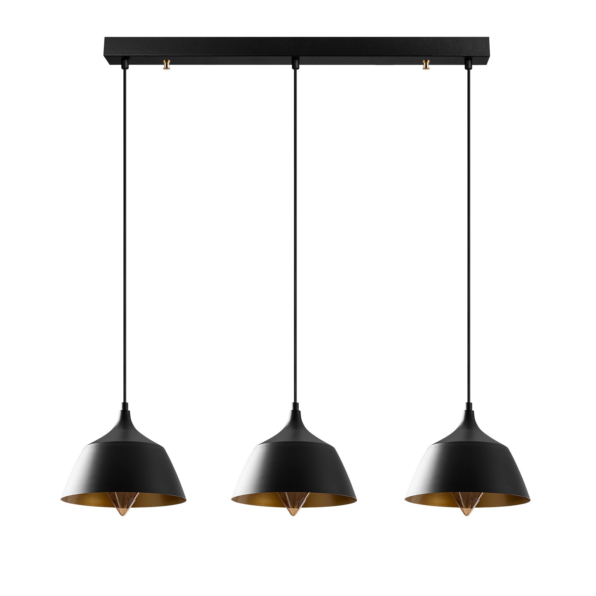 Candeeiro de Teto industrial moderno, corpo de metal preto, 95 x 25 cm, altura ajustável de 128 cm, 3 x E27 máx. 40 W, iluminação elegante para casa e escritório