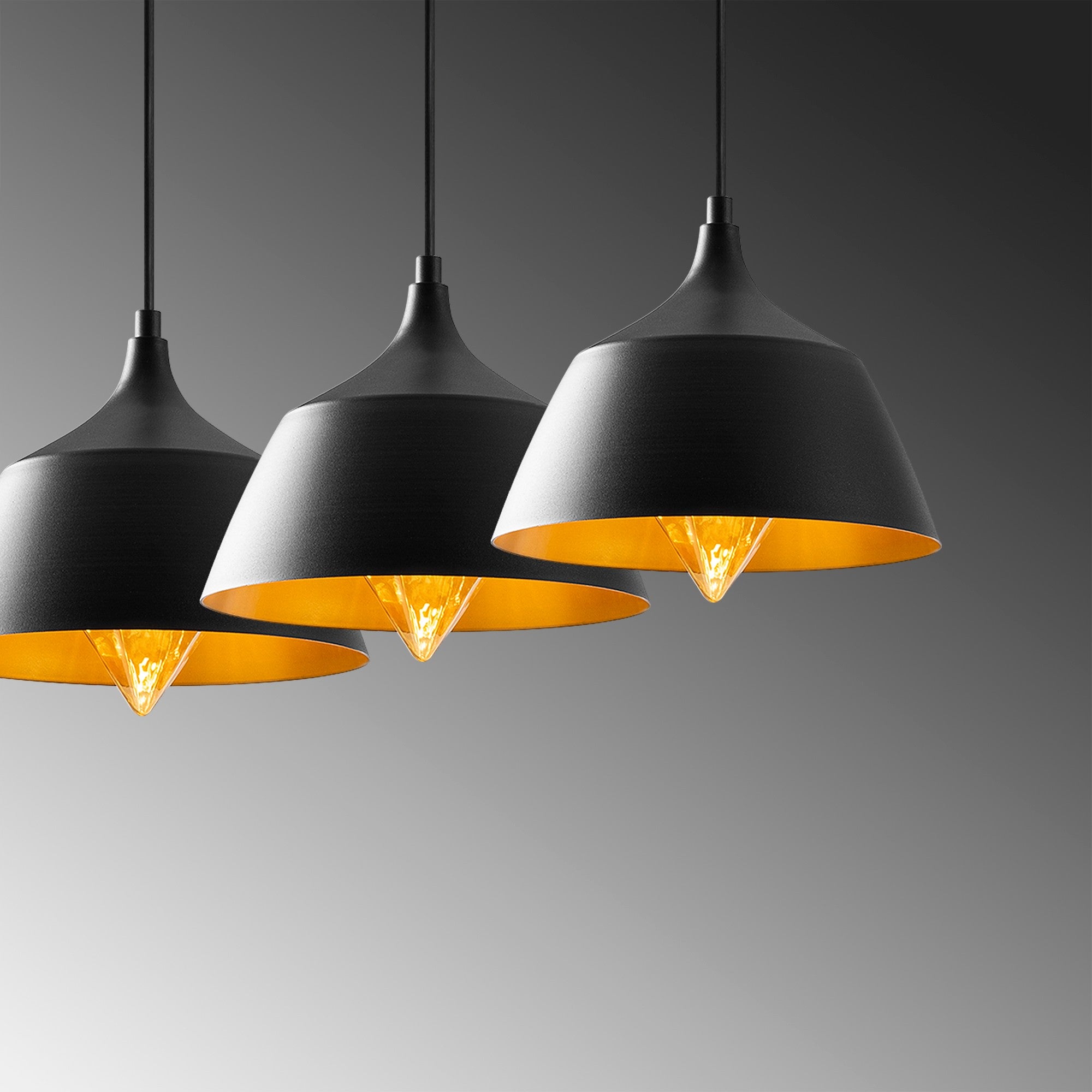 Candeeiro de Teto industrial moderno, corpo de metal preto, 95 x 25 cm, altura ajustável de 128 cm, 3 x E27 máx. 40 W, iluminação elegante para casa e escritório