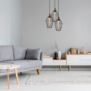 Candeeiro de Teto Preto Moderno, Corpo em Metal, 44 x 126 cm | Altura Ajustável, 3 x E27 máx. 40 W | Iluminação Elegante para Casa e Escritório, Design Elegante