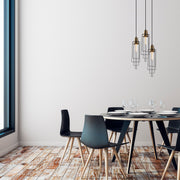 Candeeiro de Teto Preto Moderno, 36 x 36 cm, Altura Ajustável 130 cm | Corpo de Metal, 3 x E27 máx. 40 W | Iluminação Elegante para Casa e Escritório, Classificação IP20