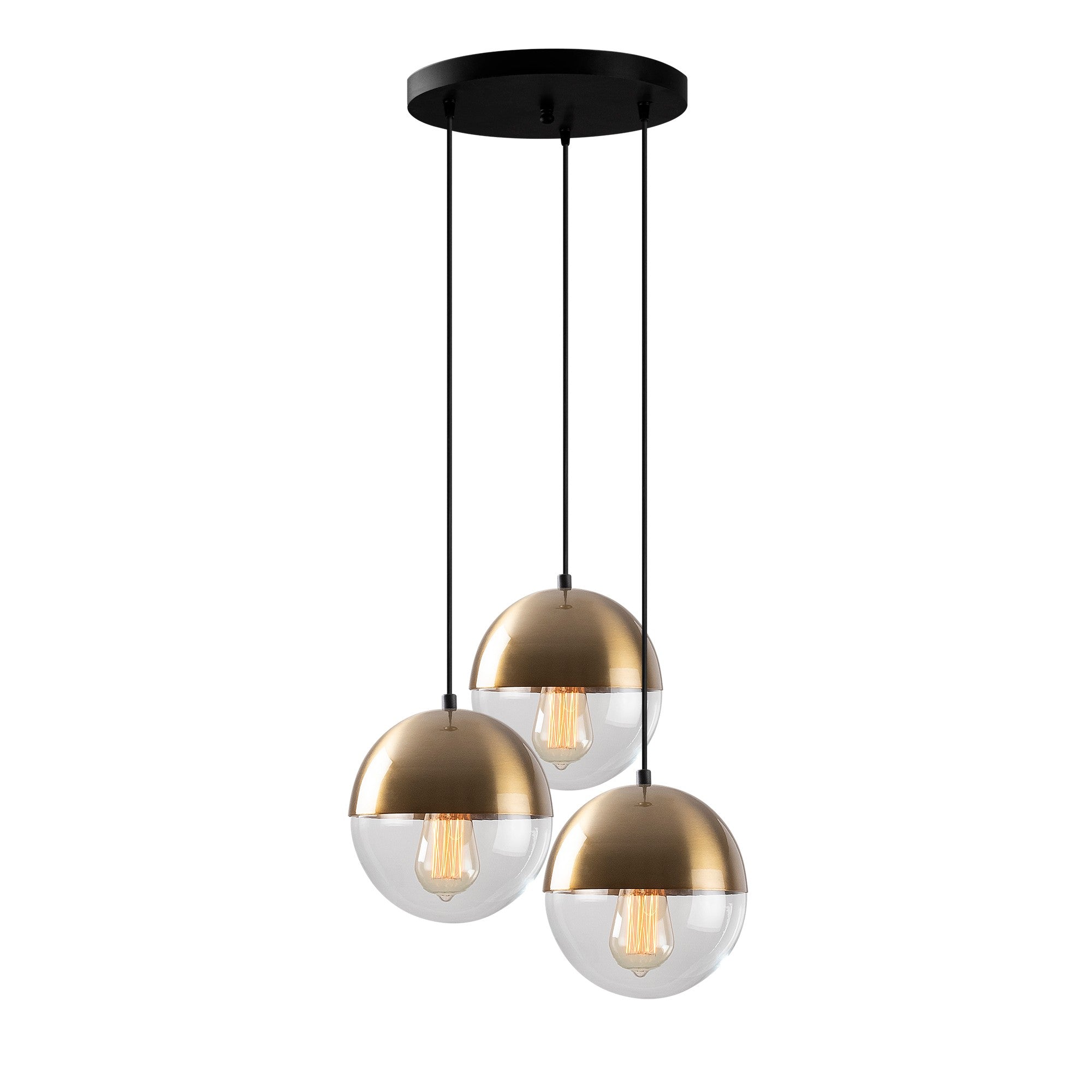 Lustre Vintage Elegante, Corpo em Metal, 44 x 44 cm, Altura 111 cm | Ajustável, 3 x E27, Máx. 40 W | Design Escandinavo Moderno e Glamouroso para Decoração de Casa