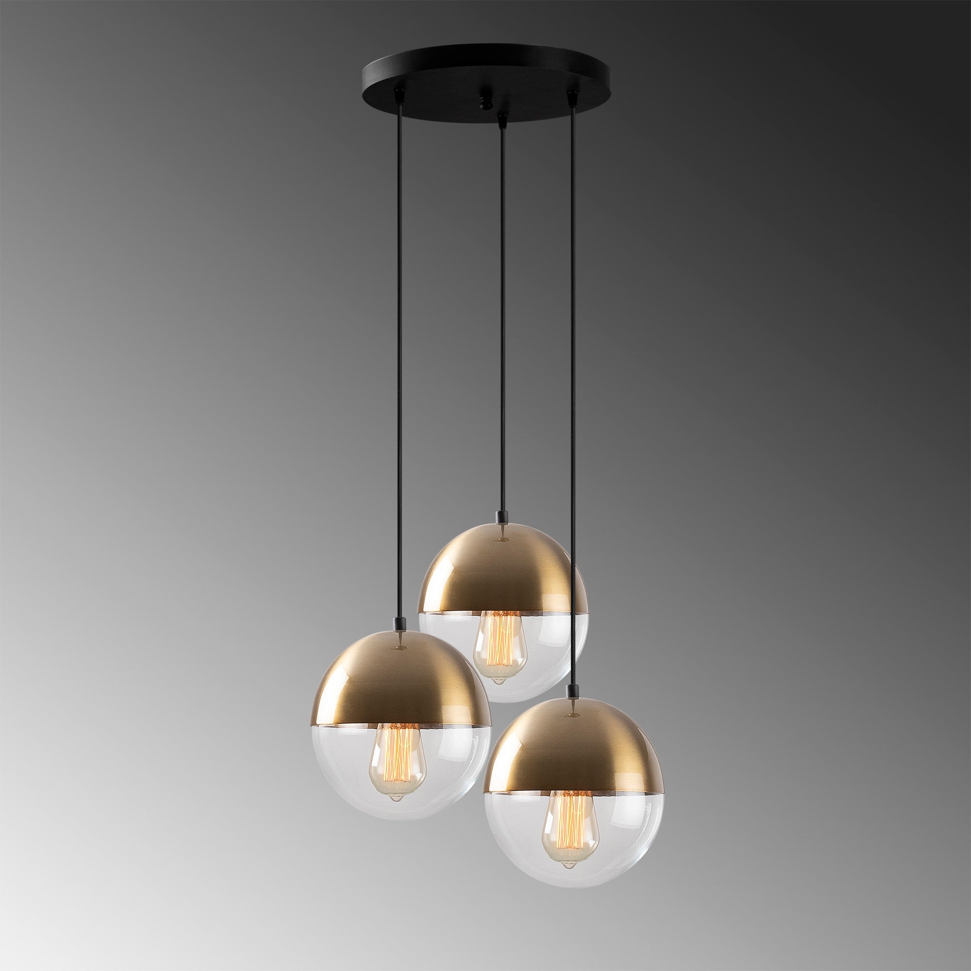 Lustre Vintage Elegante, Corpo em Metal, 44 x 44 cm, Altura 111 cm | Ajustável, 3 x E27, Máx. 40 W | Design Escandinavo Moderno e Glamouroso para Decoração de Casa