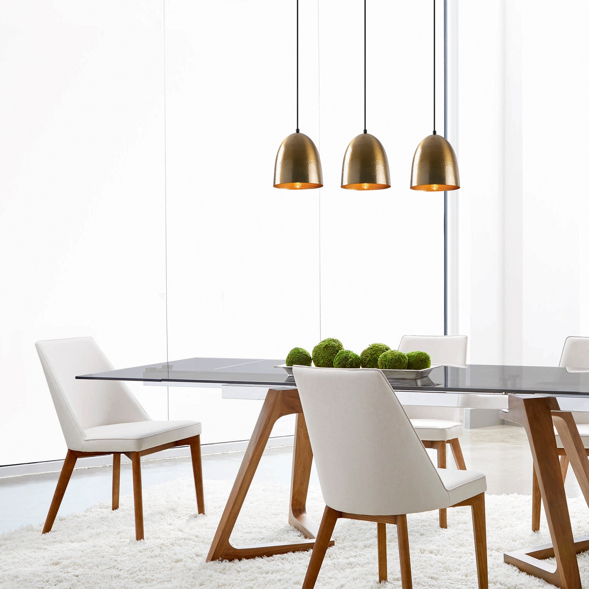 Lustre vintage moderno, corpo de metal, 70 x 20 cm, altura ajustável 125 cm, 3 x E27 máx. 40 W, design escandinavo glamoroso, perfeito para decoração de casa