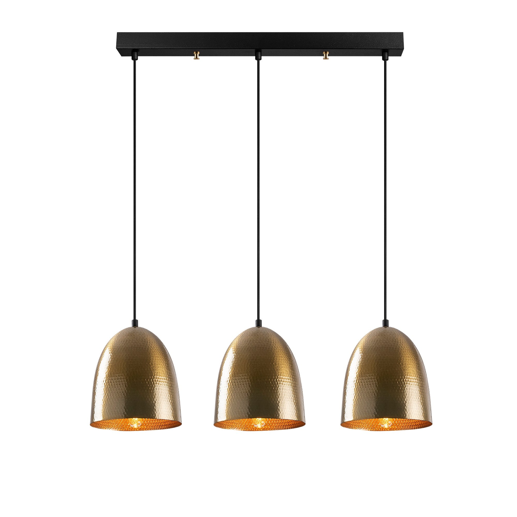 Lustre vintage moderno, corpo de metal, 70 x 20 cm, altura ajustável 125 cm, 3 x E27 máx. 40 W, design escandinavo glamoroso, perfeito para decoração de casa