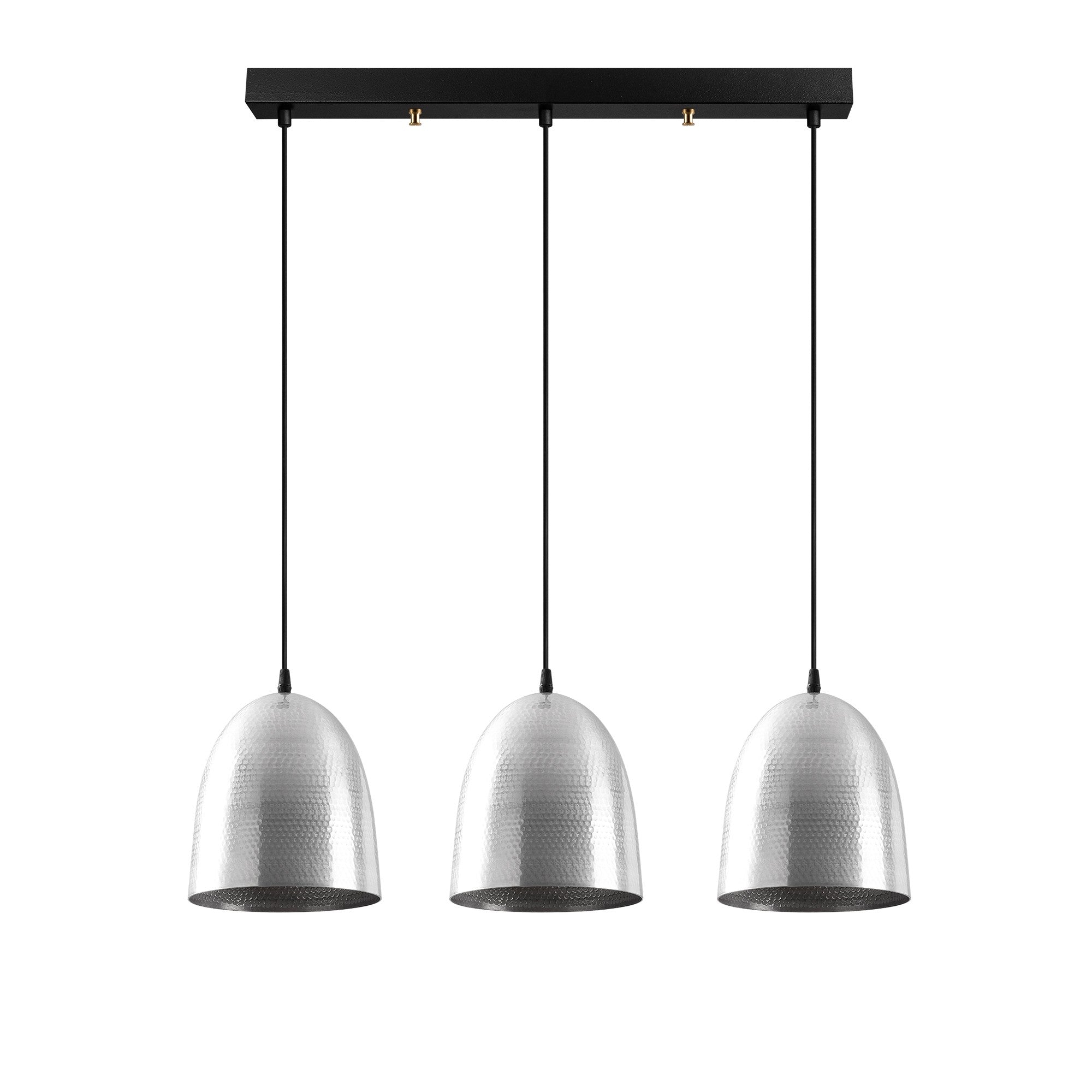 Candeeiro de Teto escandinavo elegante, corpo de metal prateado, 70 x 20 cm, altura ajustável de 125 cm, 3 x E27 máx. 40 W, iluminação elegante para espaços modernos