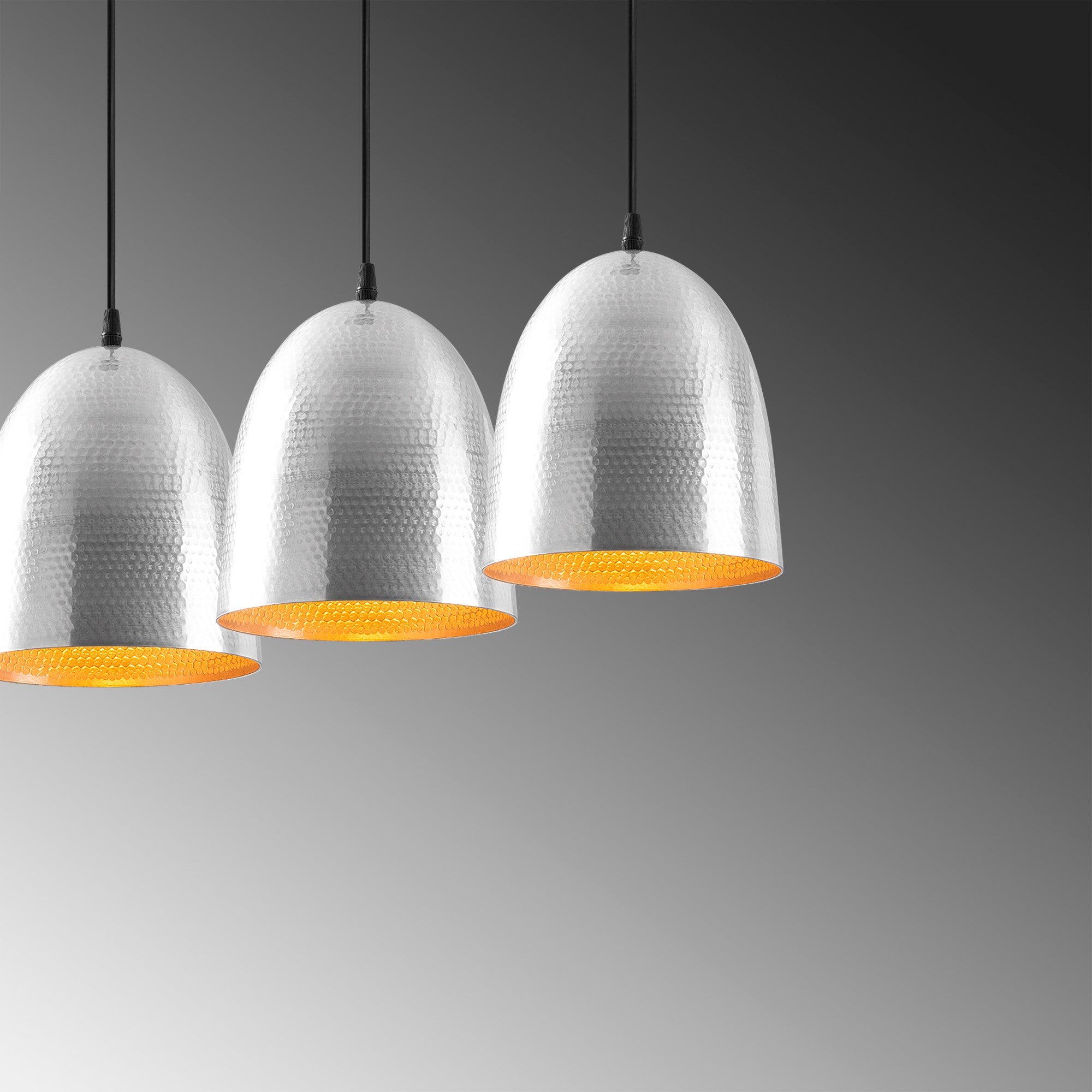 Candeeiro de Teto escandinavo elegante, corpo de metal prateado, 70 x 20 cm, altura ajustável de 125 cm, 3 x E27 máx. 40 W, iluminação elegante para espaços modernos