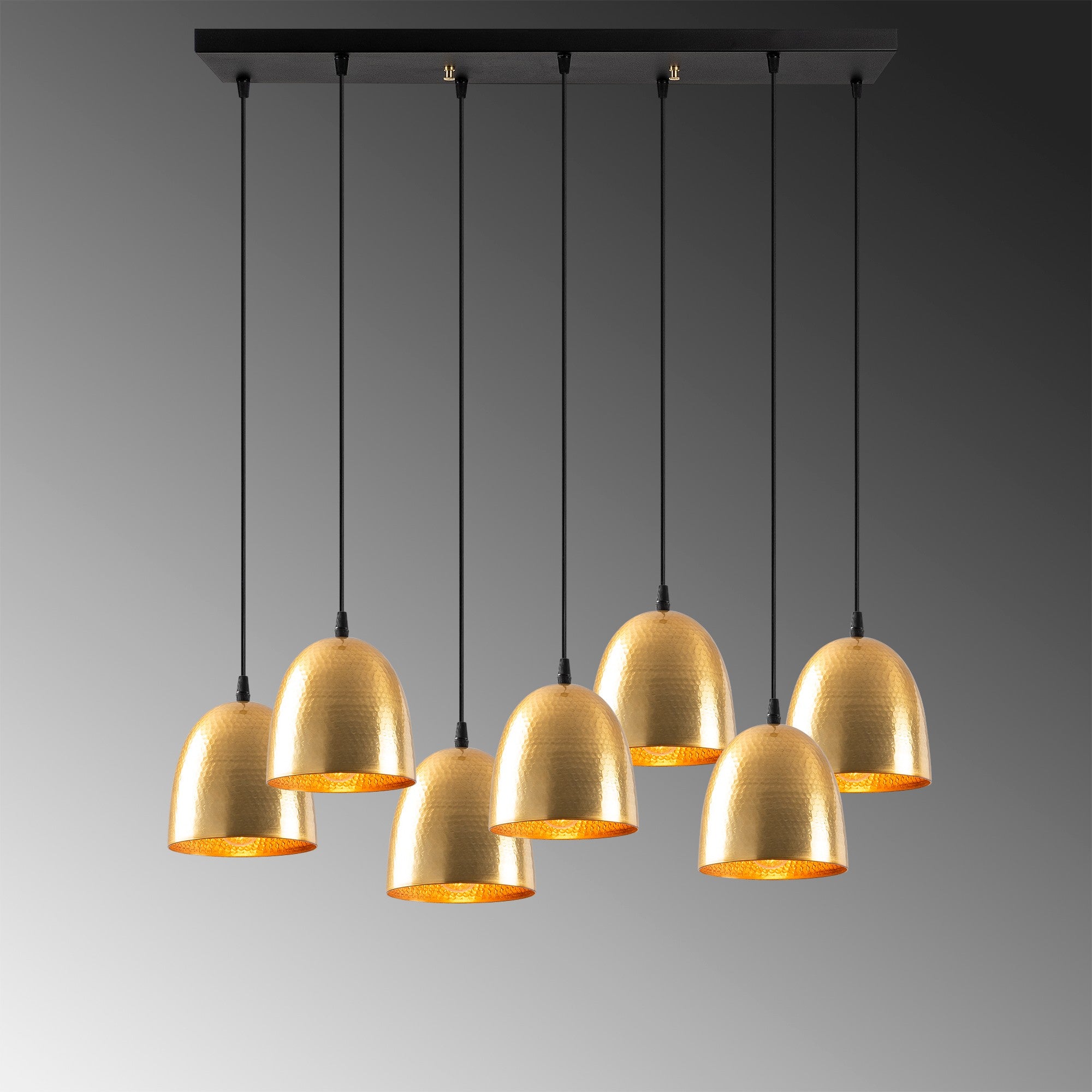 Candeeiro de Teto Dourado Elegante, 85 x 35 cm, Altura 113 cm | Ajustável, 7 x E27, Máx. 40 W | Design Escandinavo Moderno para Decoração Glamourosa