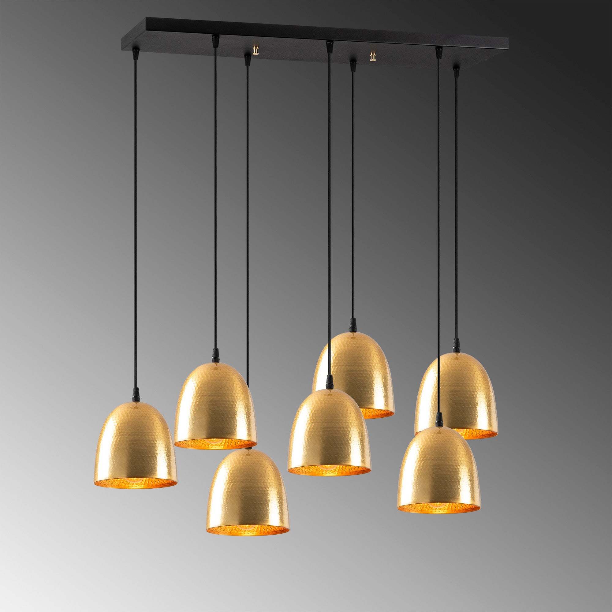 Candeeiro de Teto Dourado Elegante, 85 x 35 cm, Altura 113 cm | Ajustável, 7 x E27, Máx. 40 W | Design Escandinavo Moderno para Decoração Glamourosa