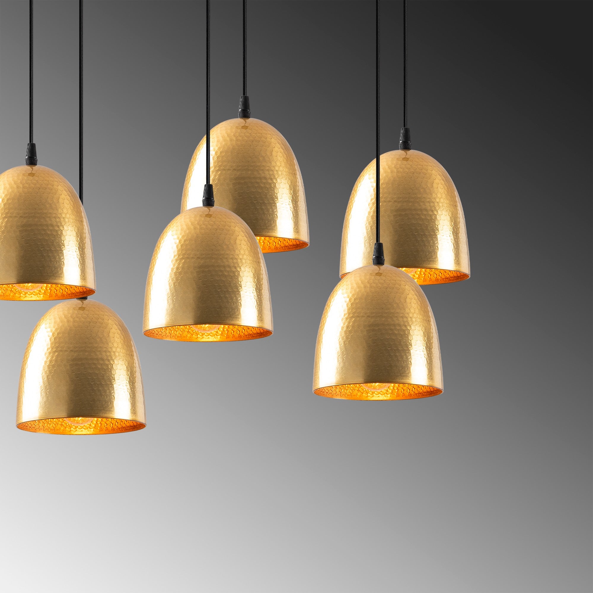 Candeeiro de Teto Dourado Elegante, 85 x 35 cm, Altura 113 cm | Ajustável, 7 x E27, Máx. 40 W | Design Escandinavo Moderno para Decoração Glamourosa