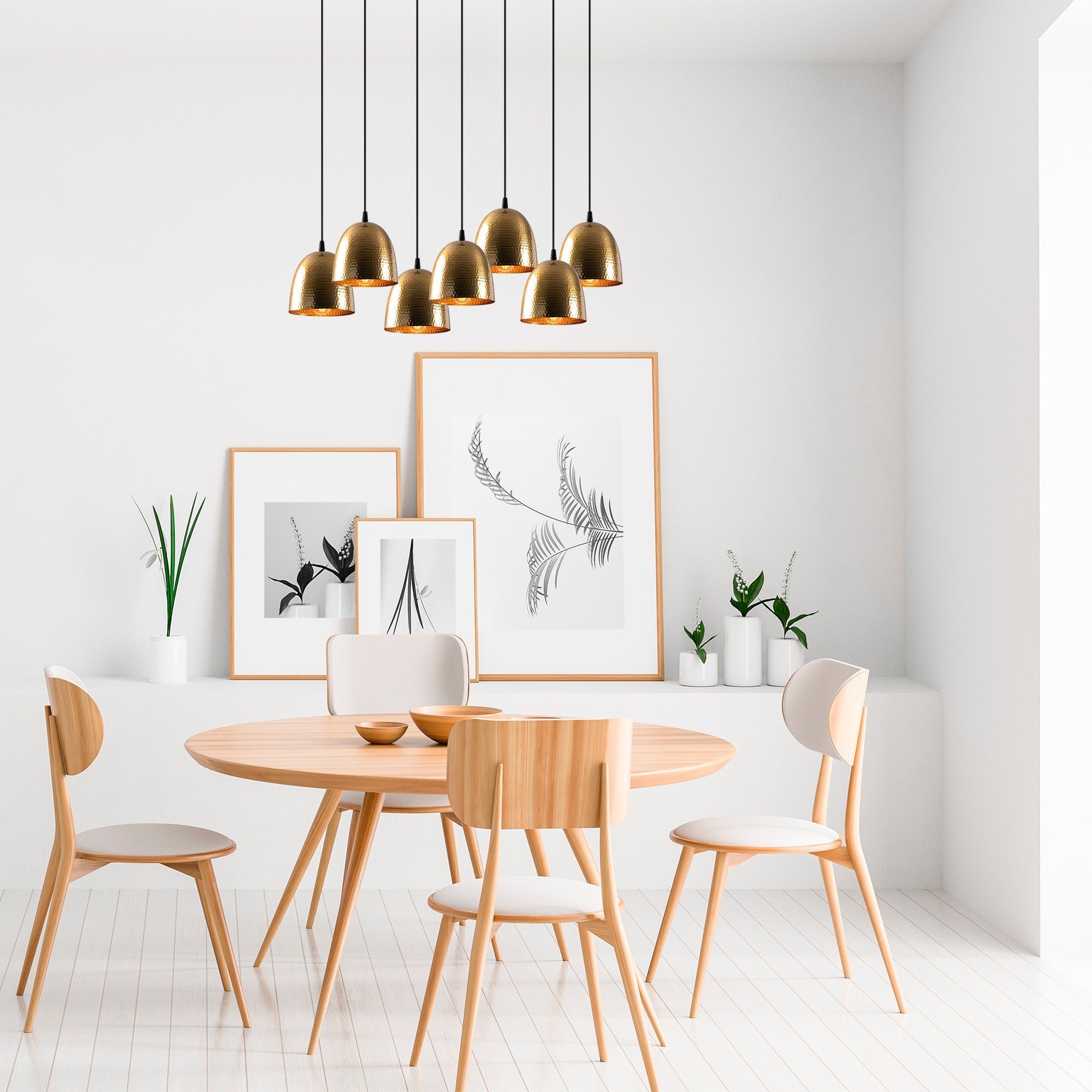 Lustre Vintage Moderno, Corpo de Metal, 85 x 35 cm, Altura 113 cm, Ajustável, 7 x E27, Design Escandinavo Glamouroso | Perfeito para Casa e Sala de Jantar